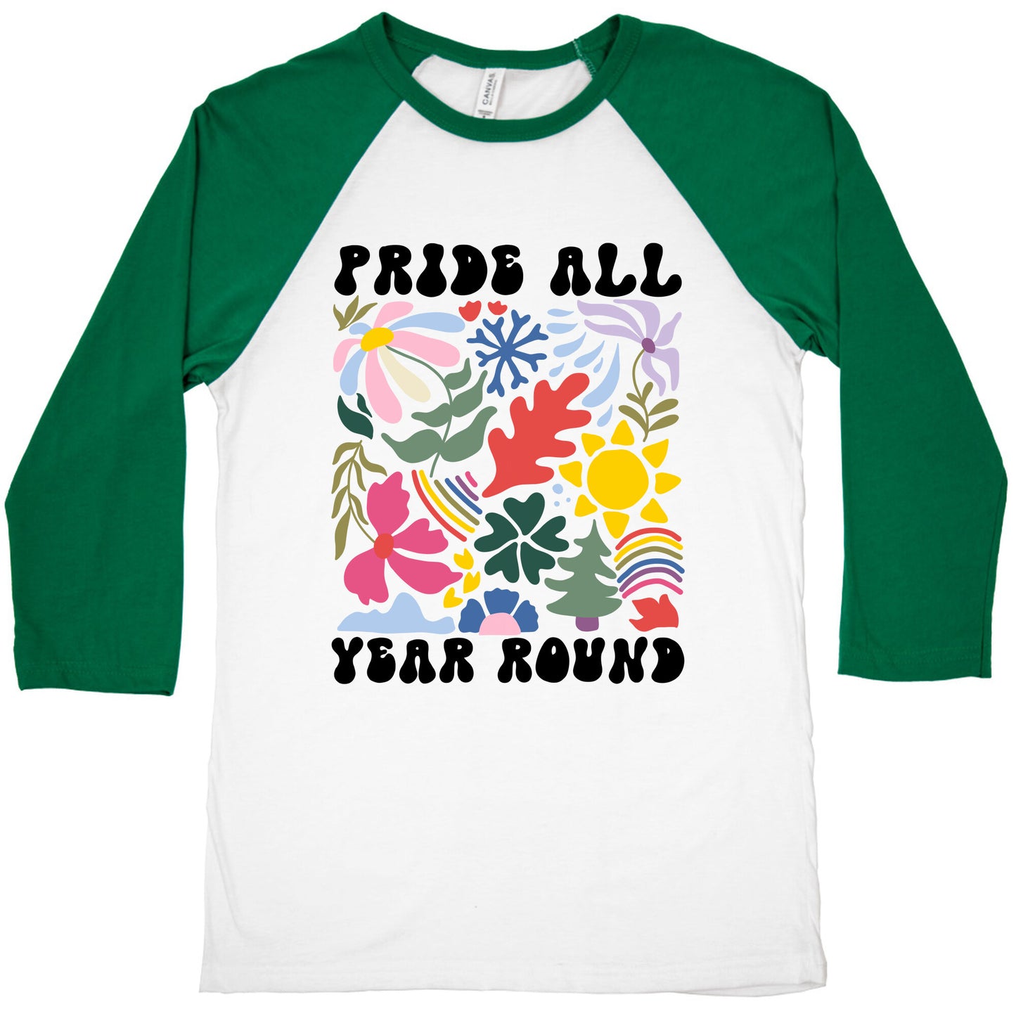 Pride All Year Round Abstract Florals Baseball Tee