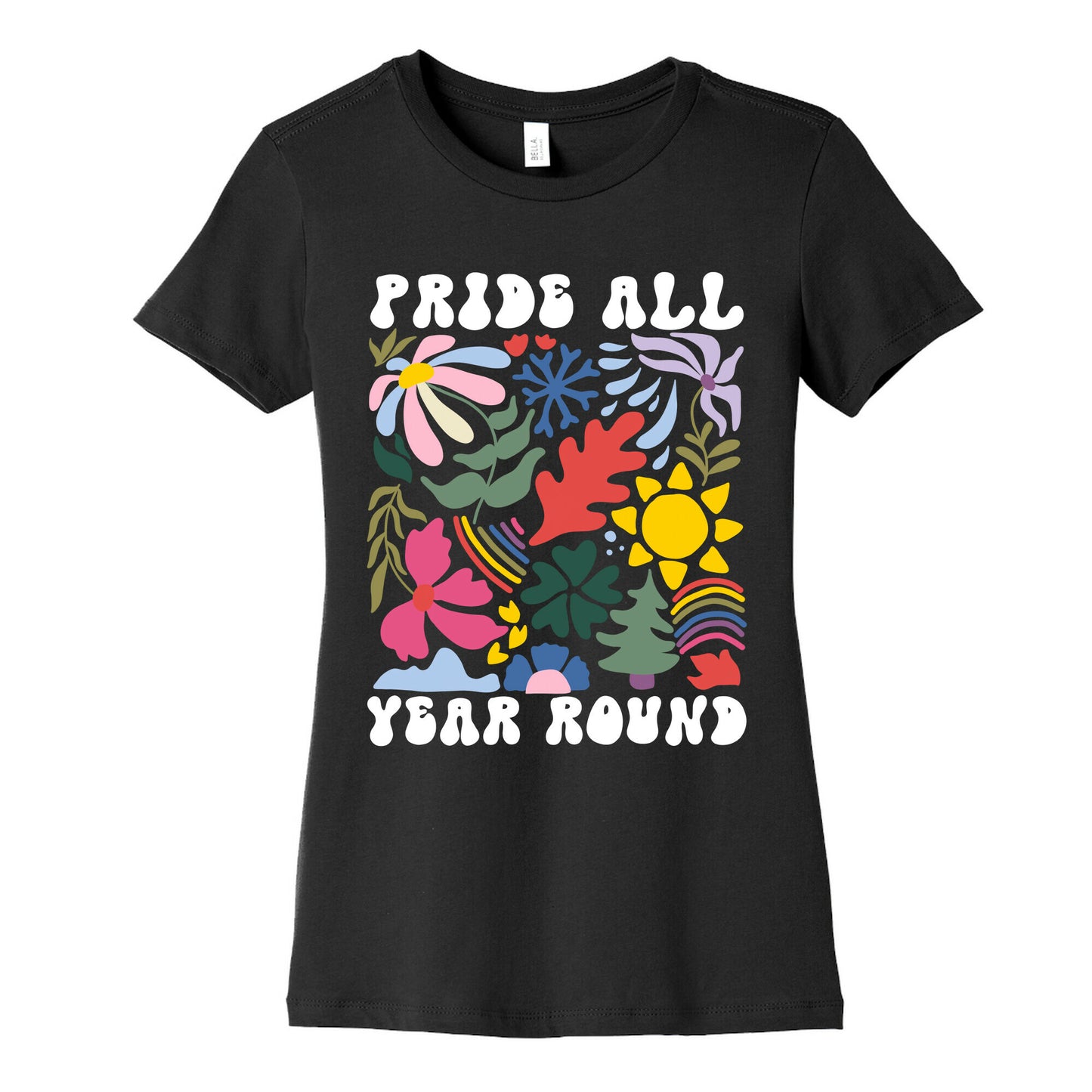 Pride All Year Round Abstract Florals Womens Cotton Tee