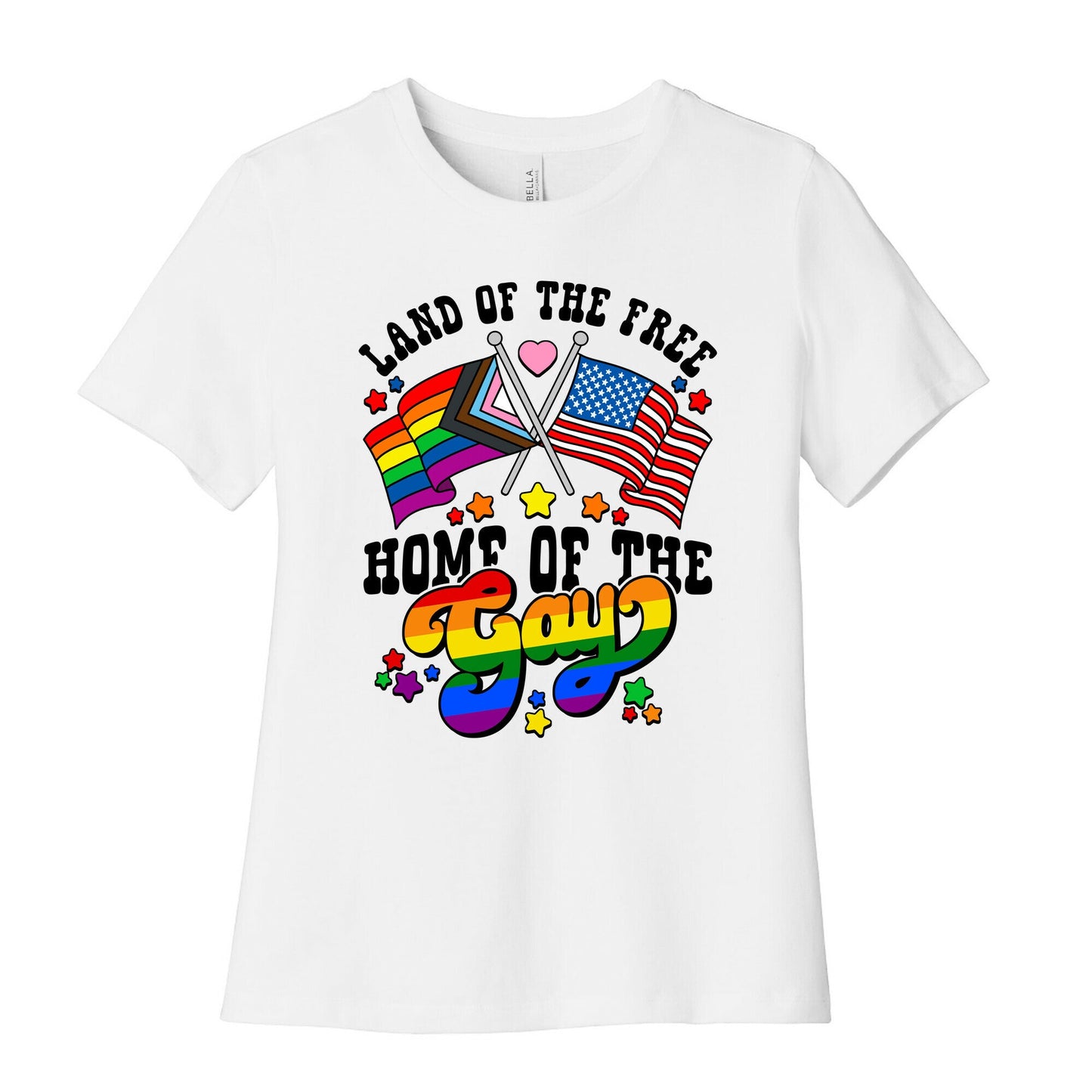 Land of the Free Home of the Gay Womens Cotton Tee