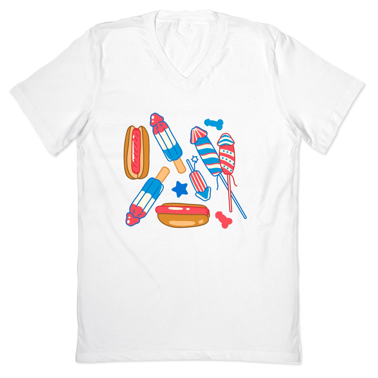 Fourth of July Wieners Pattern V-Neck