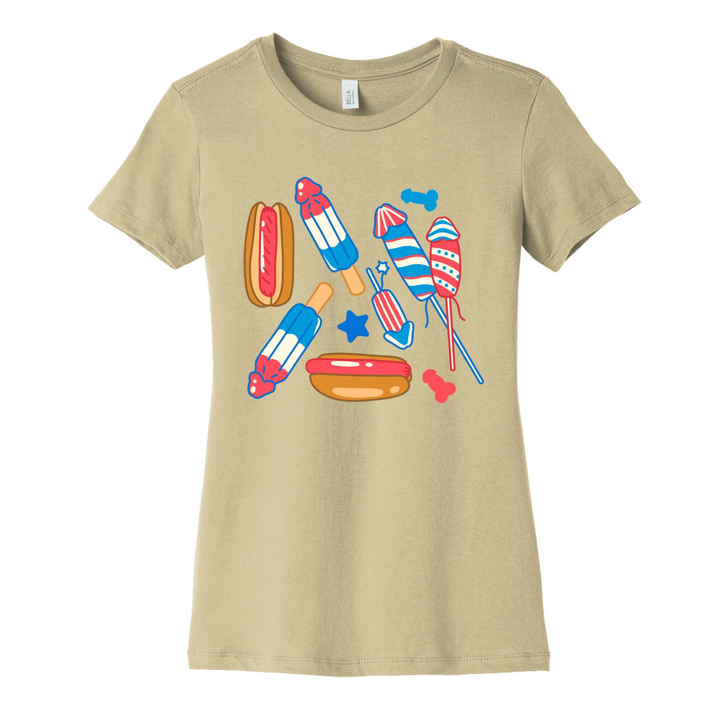Fourth of July Wieners Pattern Womens Cotton Tee