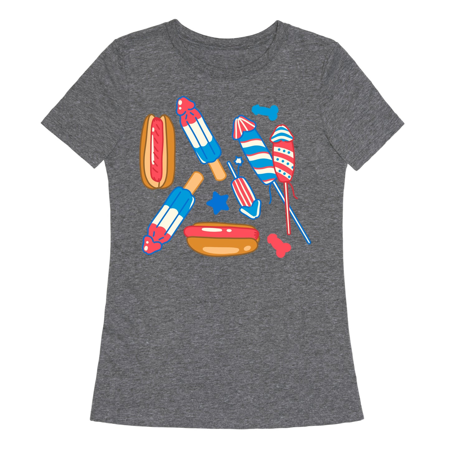 Fourth of July Wieners Pattern Womens Triblend Tee