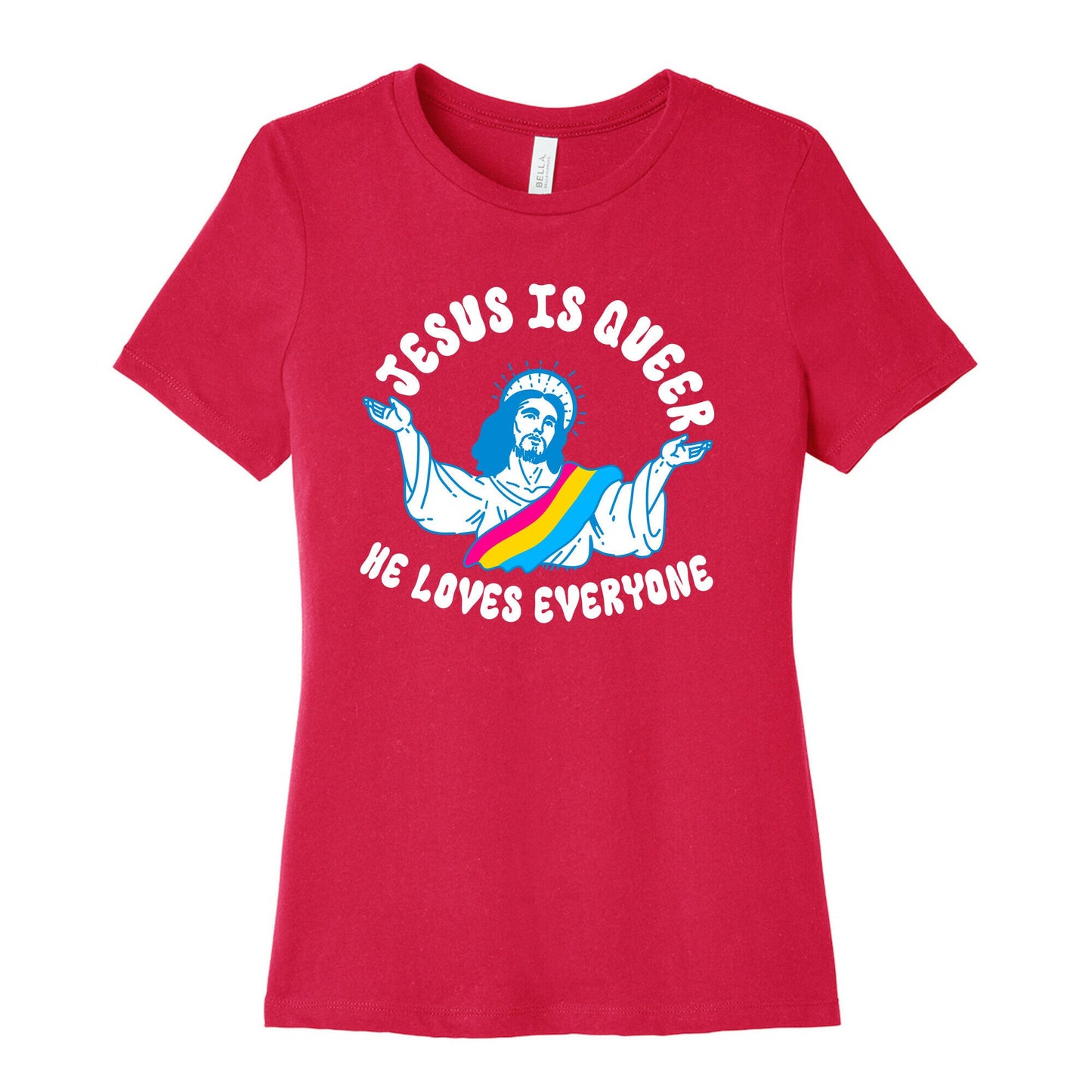 Jesus Is Queer, He Loves Everybody Womens Cotton Tee