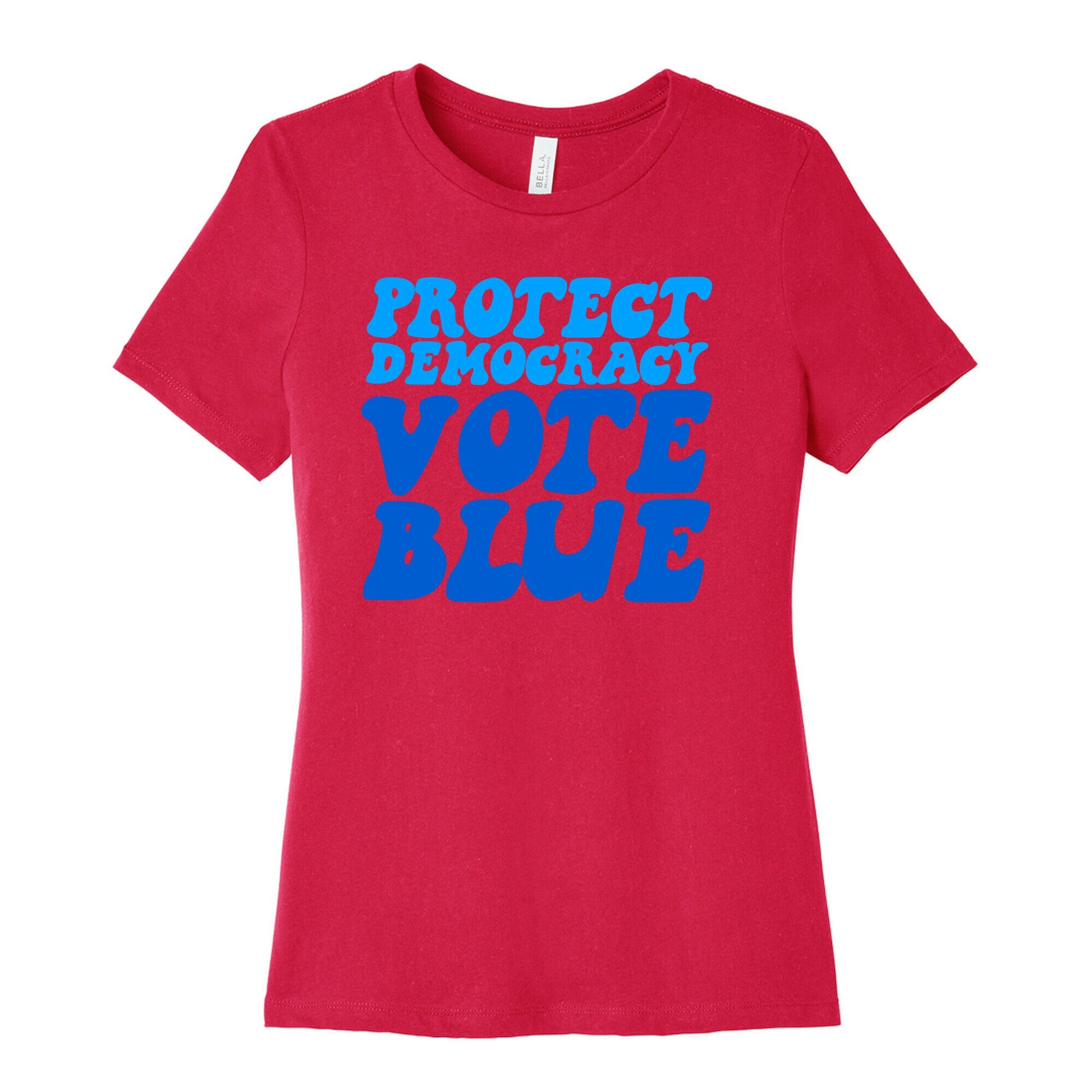 Protect Democracy Vote Blue Womens Cotton Tee