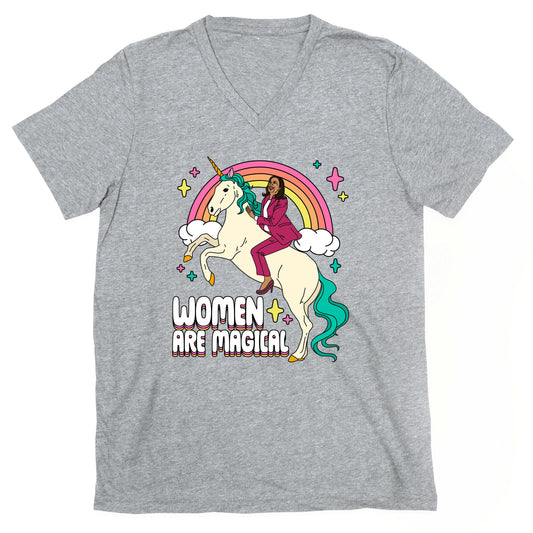 Women are Magical Kamala Harris Unicorn V-Neck