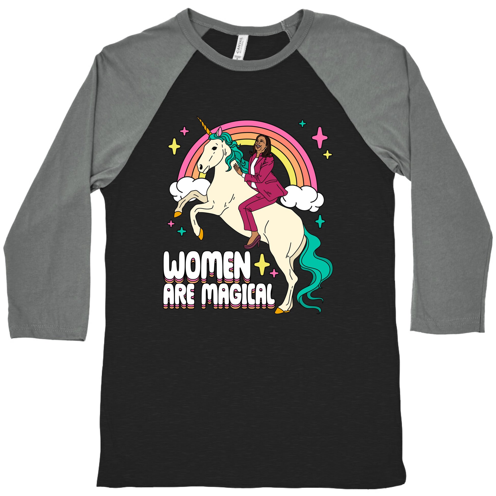 Women are Magical Kamala Harris Unicorn Baseball Tee