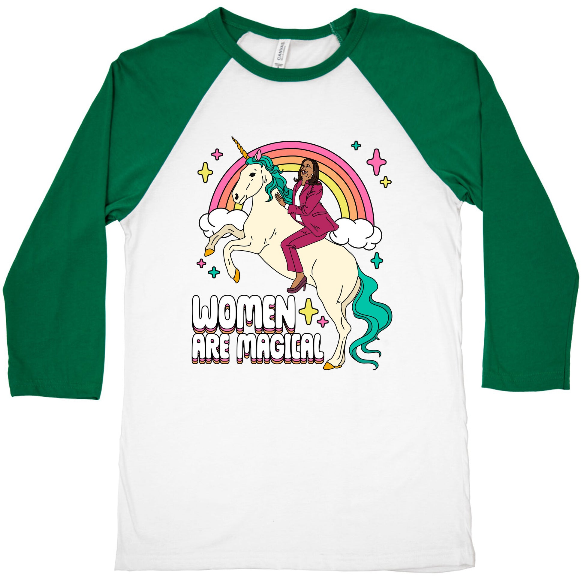 Women are Magical Kamala Harris Unicorn Baseball Tee