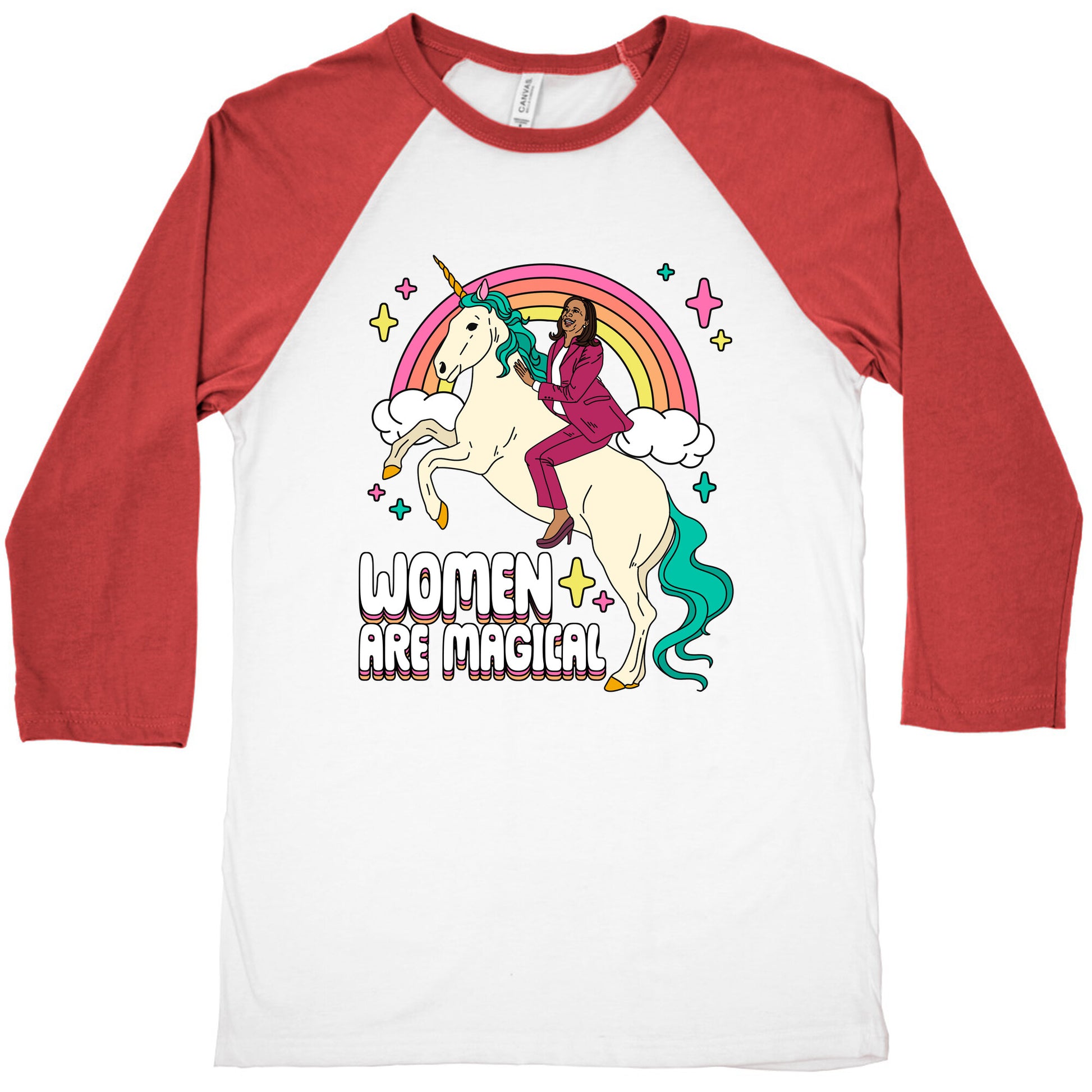 Women are Magical Kamala Harris Unicorn Baseball Tee