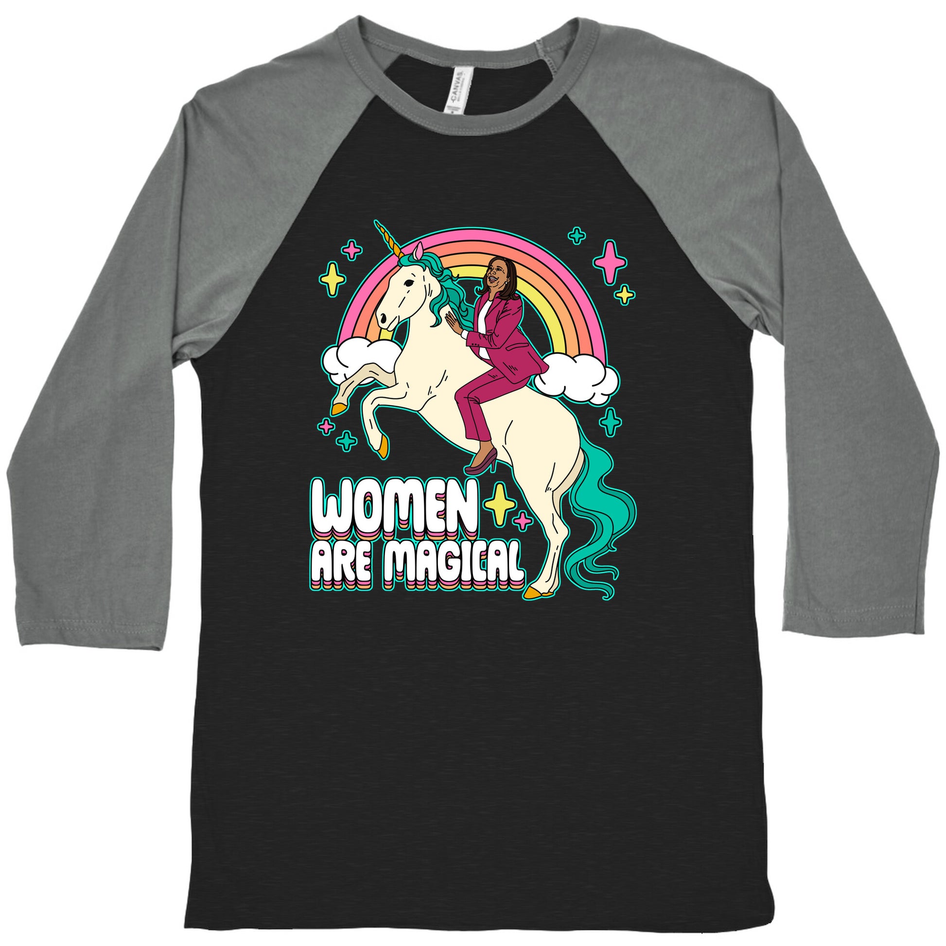 Women are Magical Kamala Harris Unicorn Baseball Tee