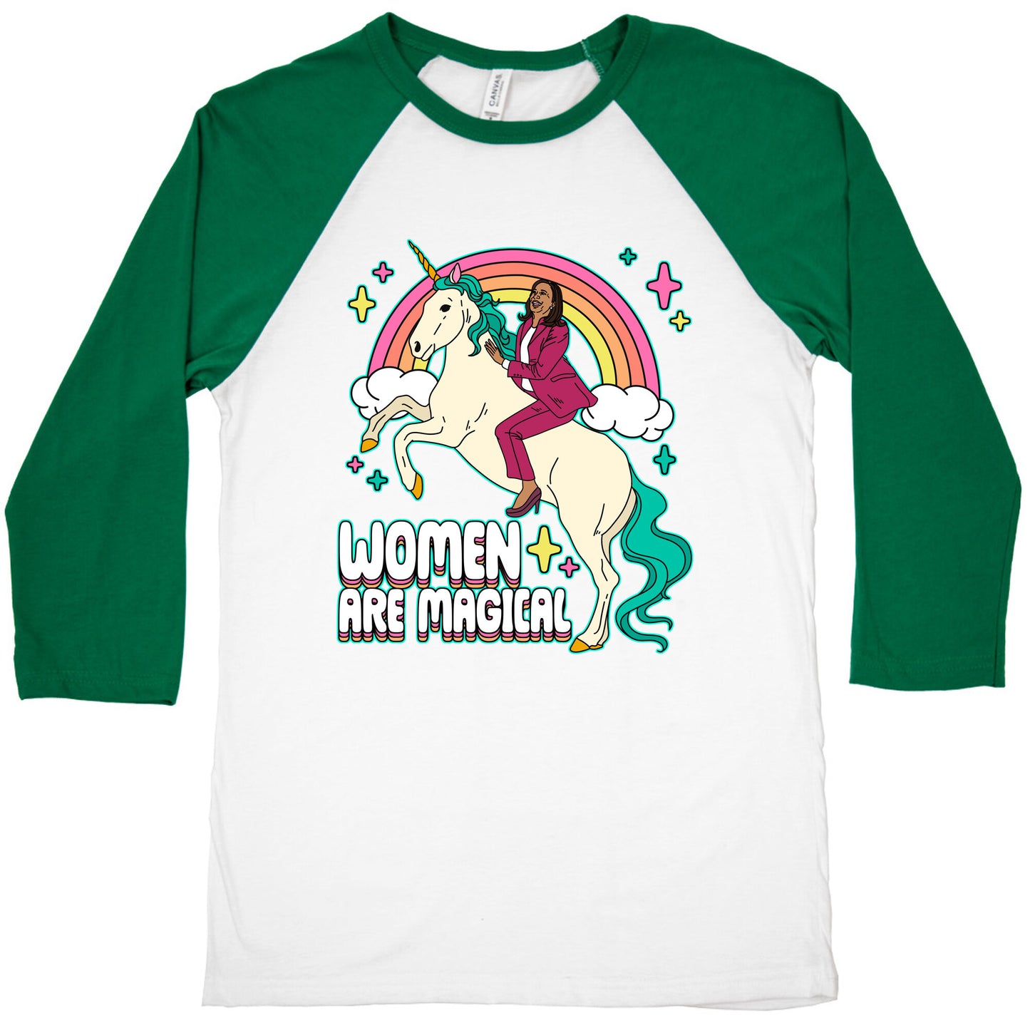 Women are Magical Kamala Harris Unicorn Baseball Tee
