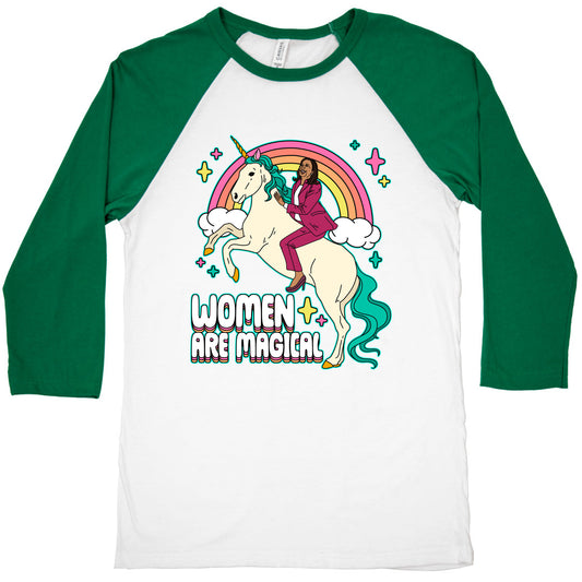 Women are Magical Kamala Harris Unicorn Baseball Tee