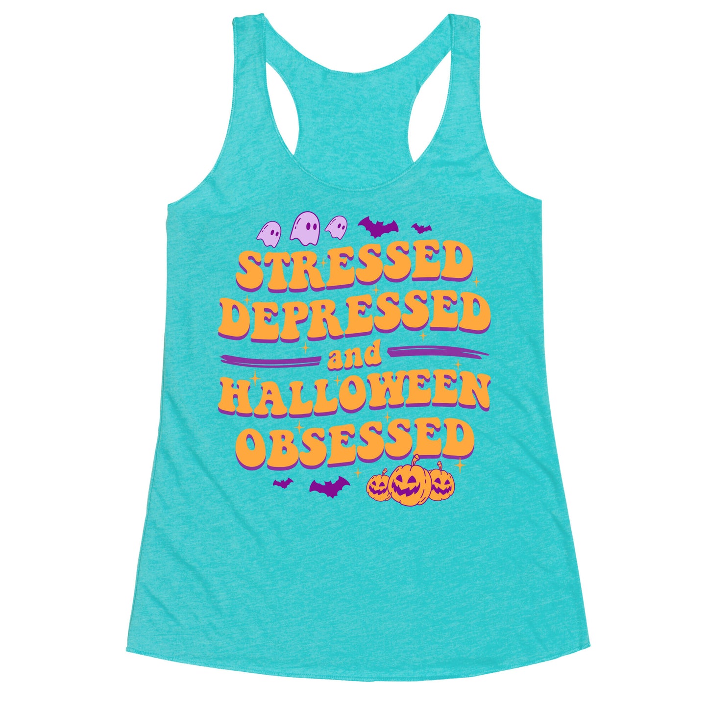 Stressed Depressed & Halloween Obsessed Racerback Tank