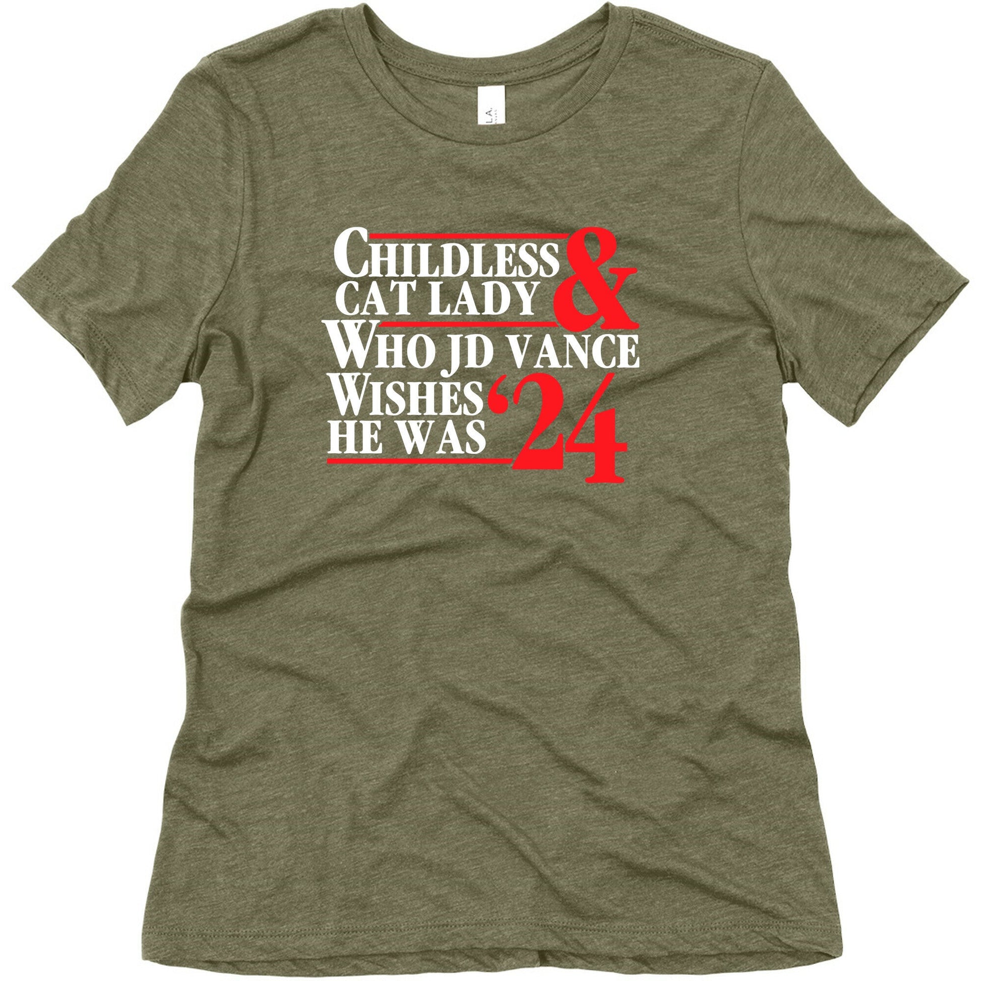 Childless Cat Lady Who JD Vance Wishes He Was Blue White Womens Triblend Tee