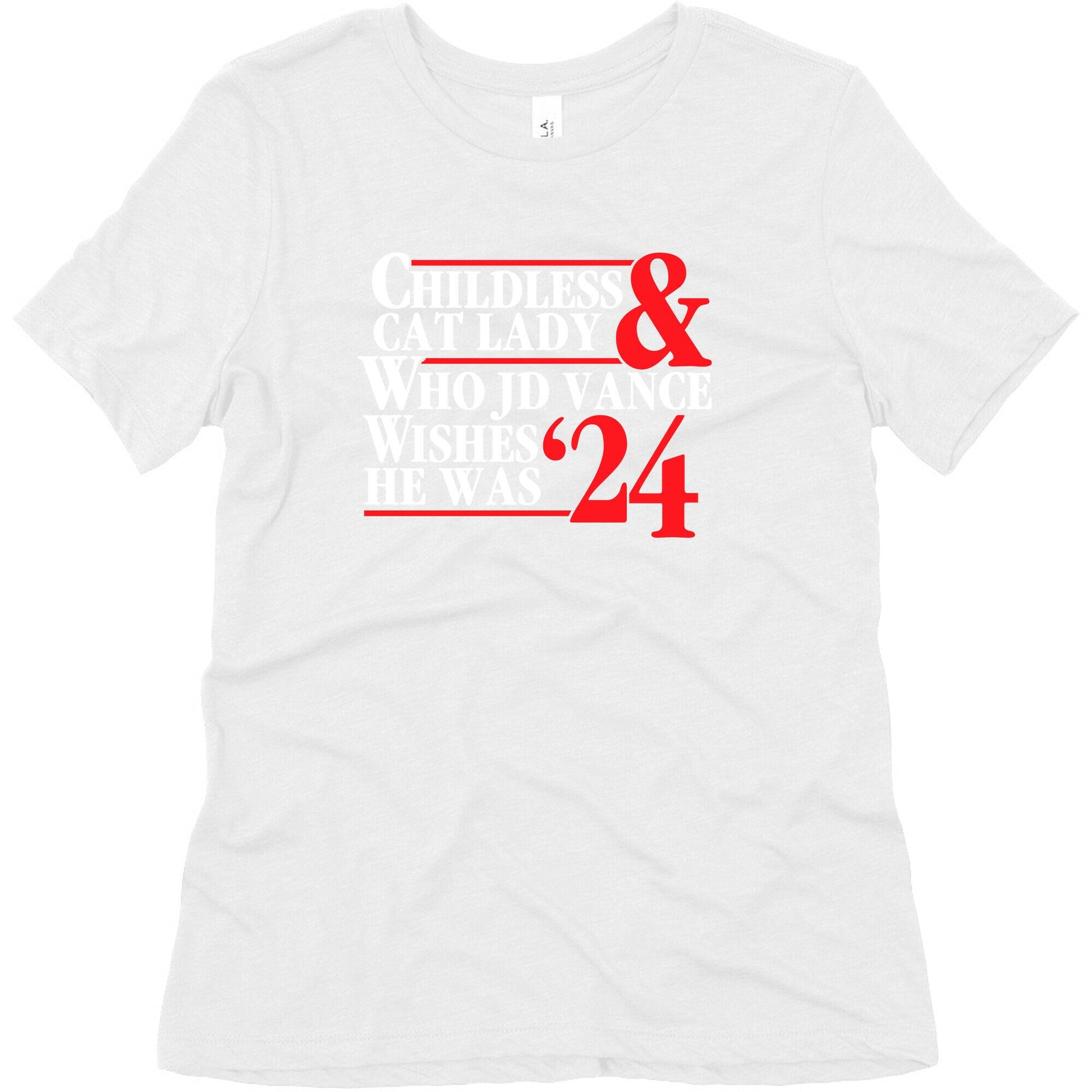 Childless Cat Lady Who JD Vance Wishes He Was Blue White Womens Triblend Tee