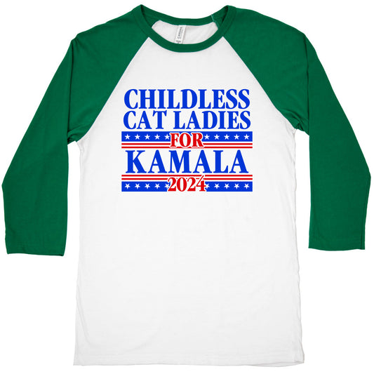 Patriotic Childless Cat Ladies for Kamala Baseball Tee