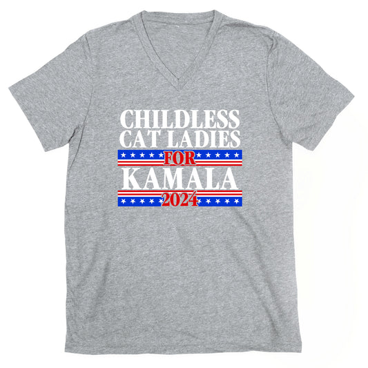 Patriotic Childless Cat Ladies for Kamala V-Neck
