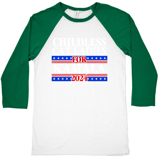 Patriotic Childless Cat Ladies for Kamala Baseball Tee