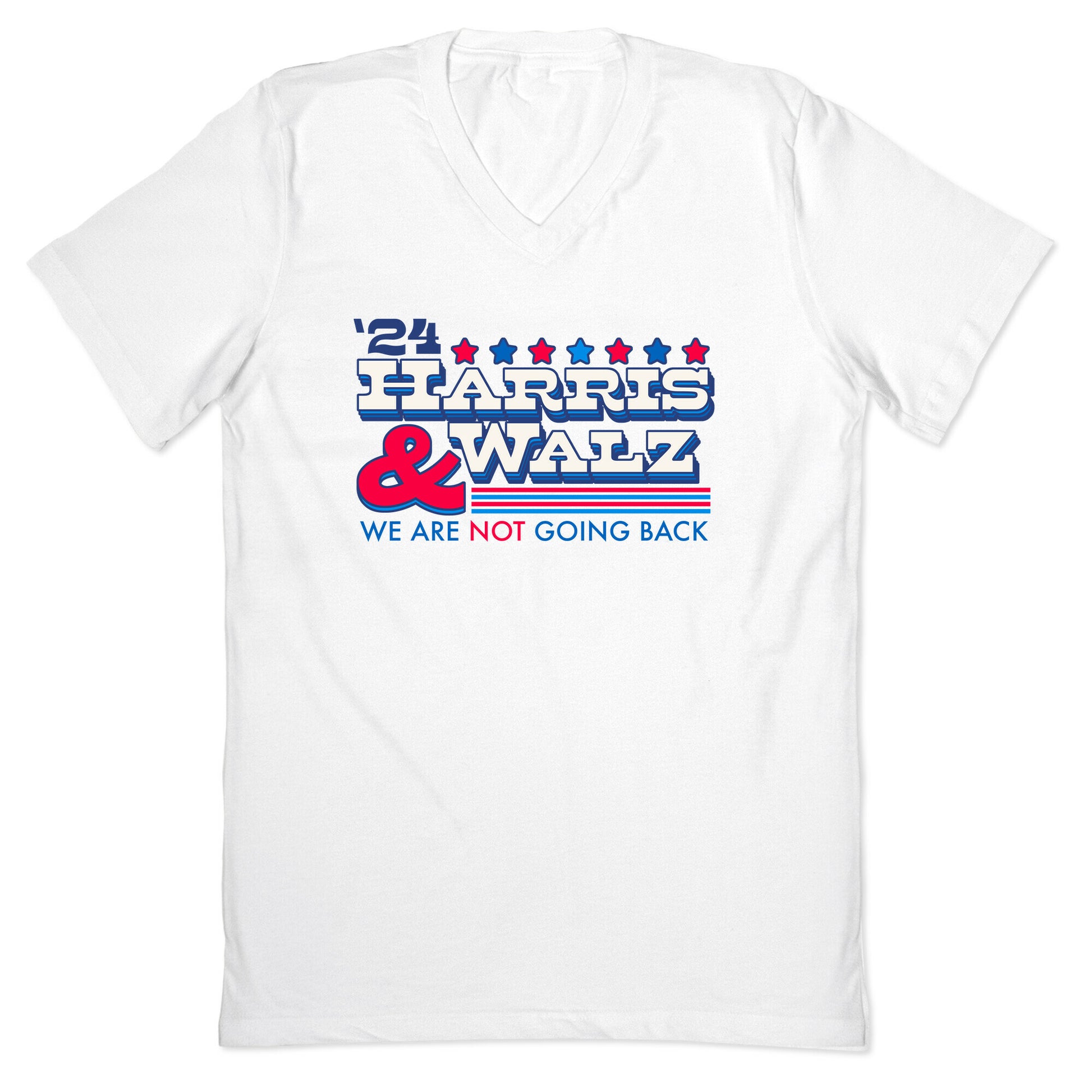 Harris and Walz 2024 We are NOT Going Back V-Neck