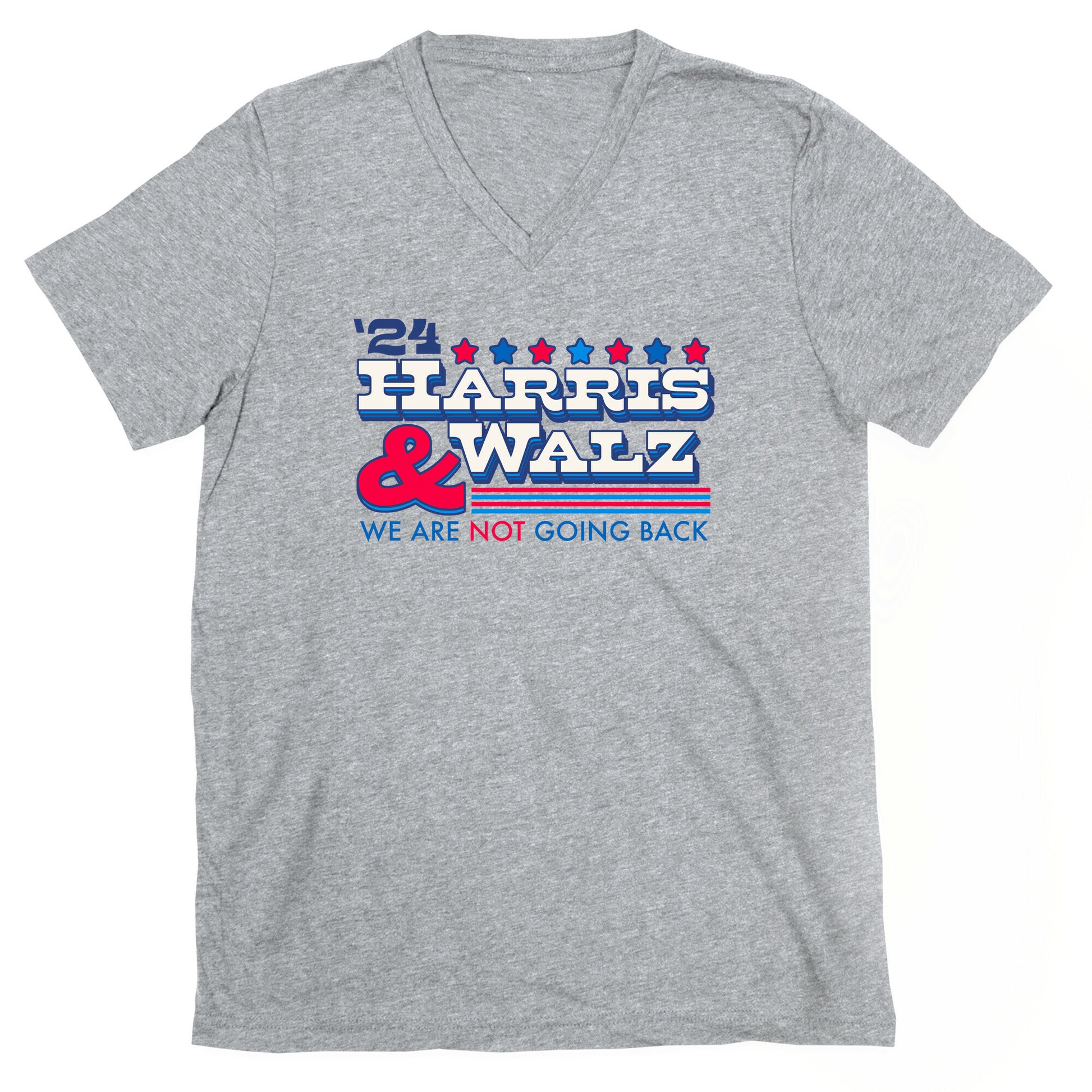 Harris and Walz 2024 We are NOT Going Back V-Neck