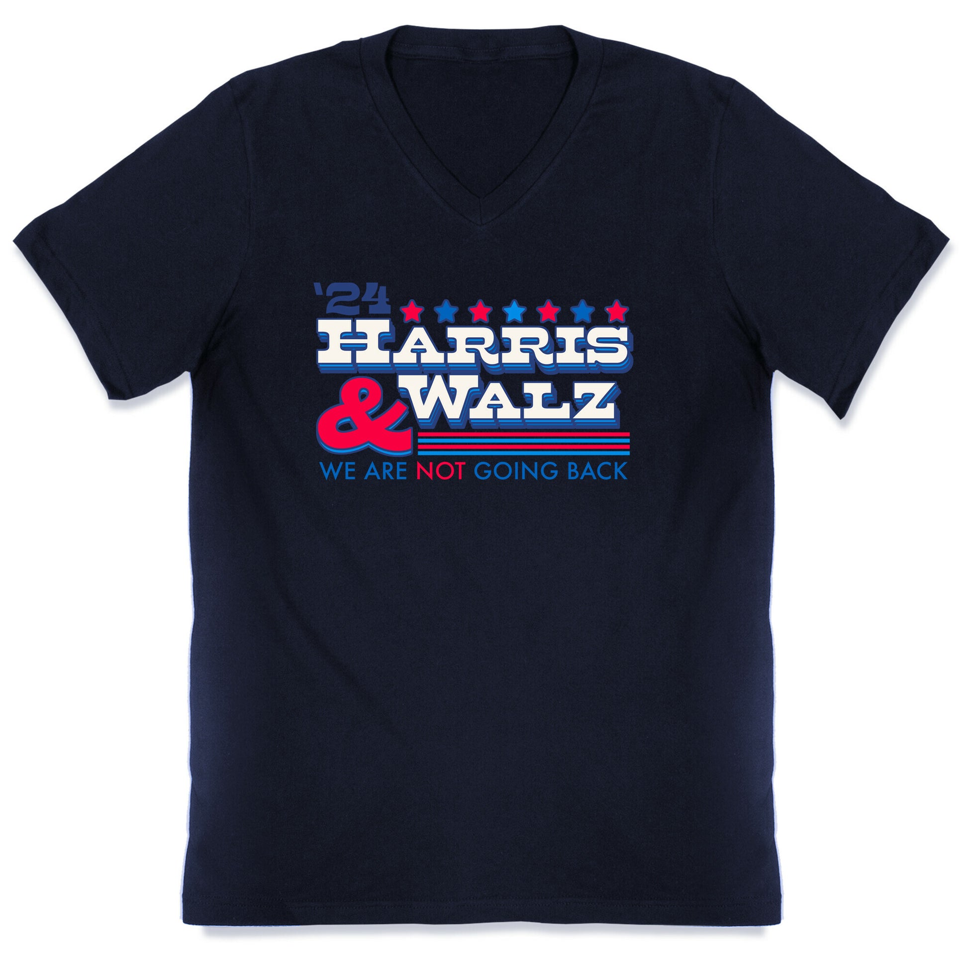 Harris and Walz 2024 We are NOT Going Back V-Neck
