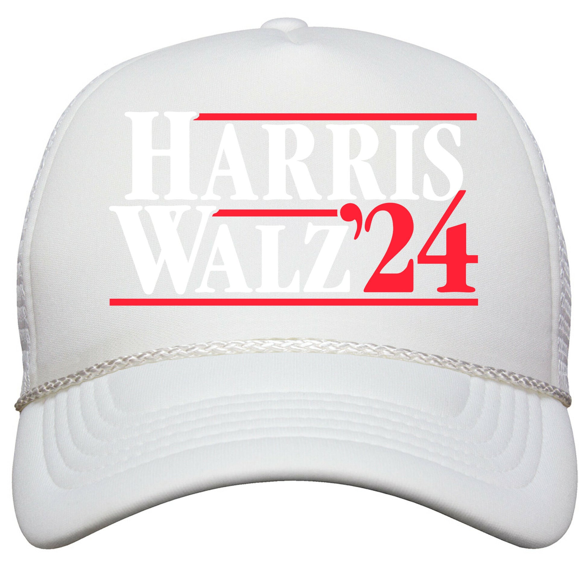 Harris Walz 2024 White Snapback Trucker Hat