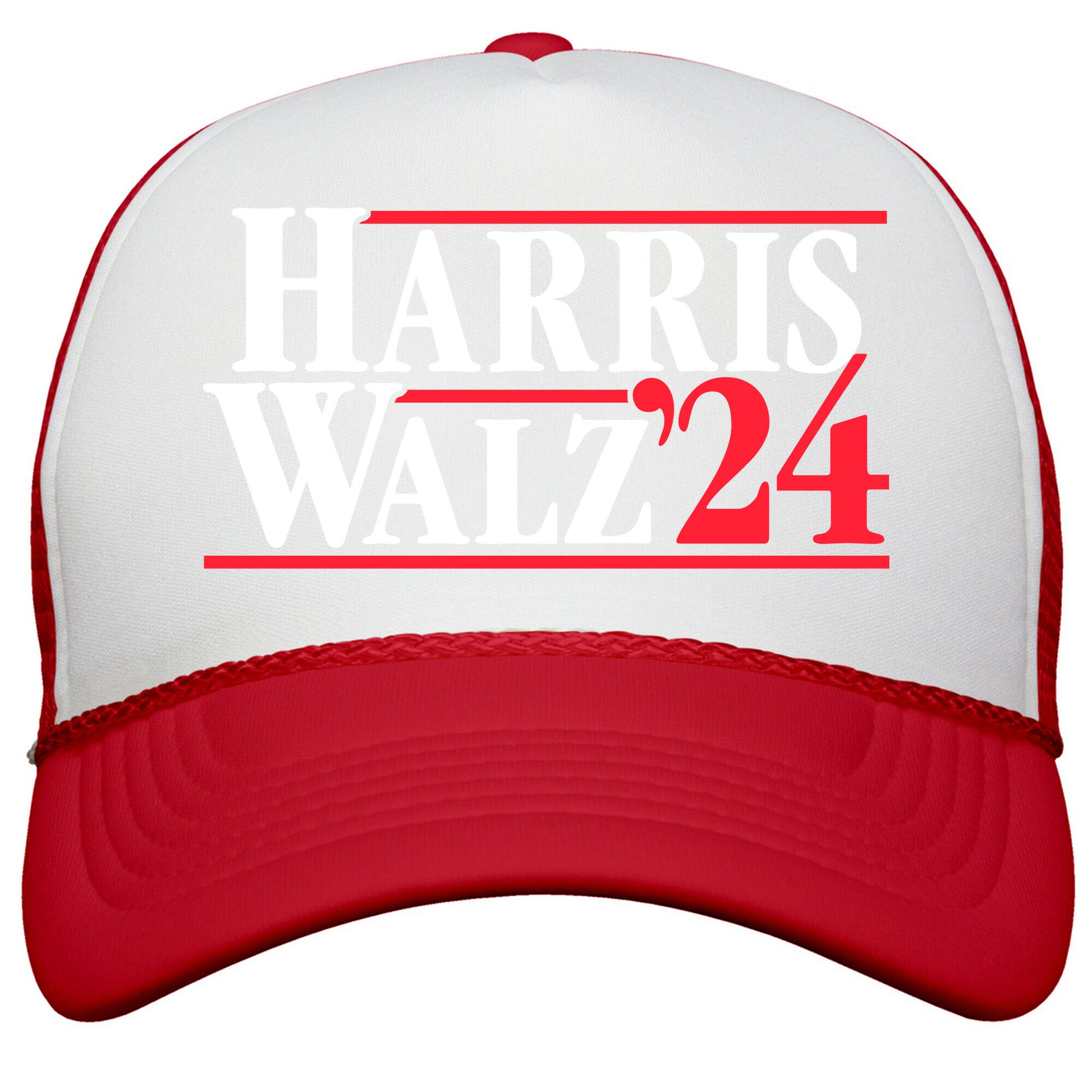 Harris Walz 2024 White Snapback Trucker Hat