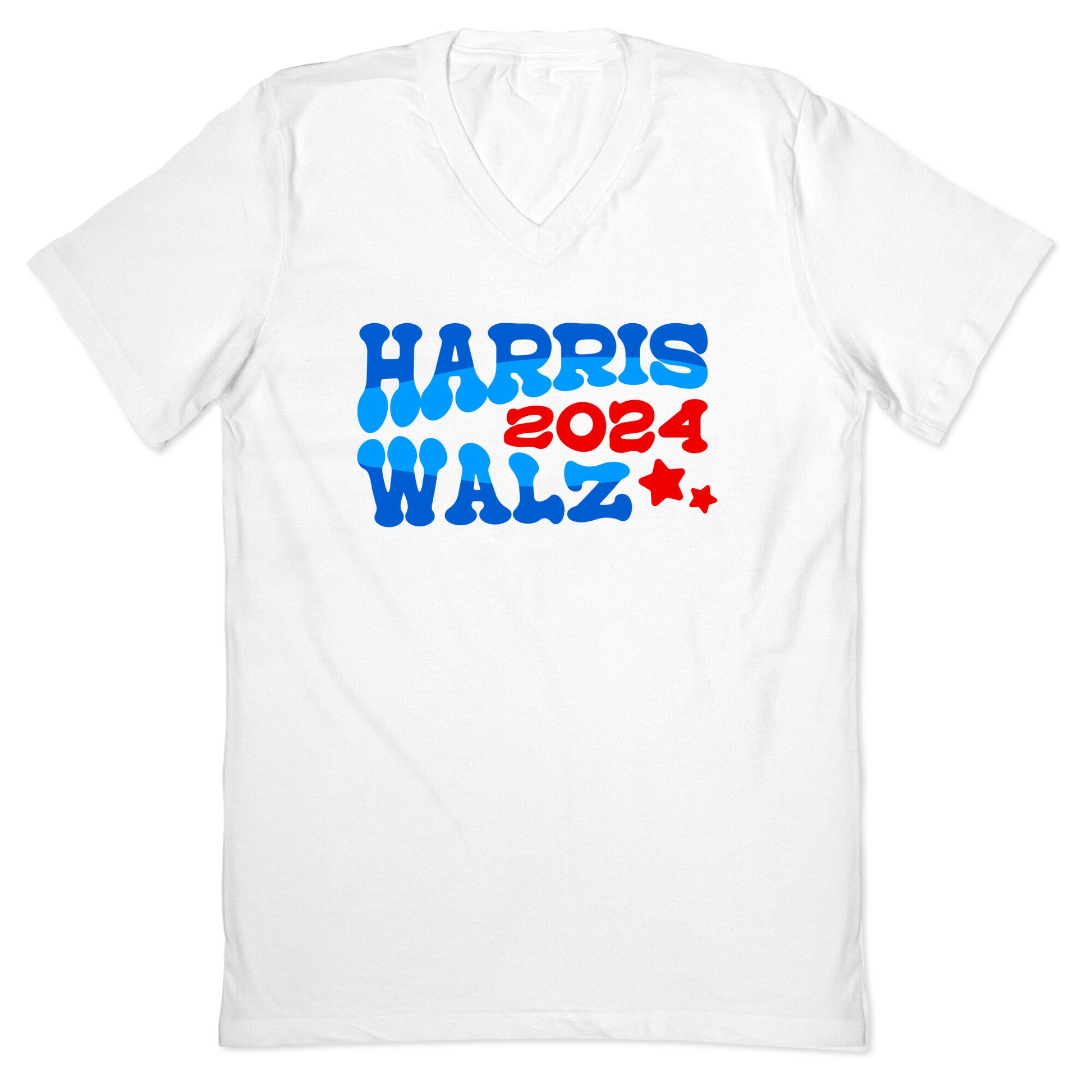 Harris Walz 2024 Retro Text V-Neck