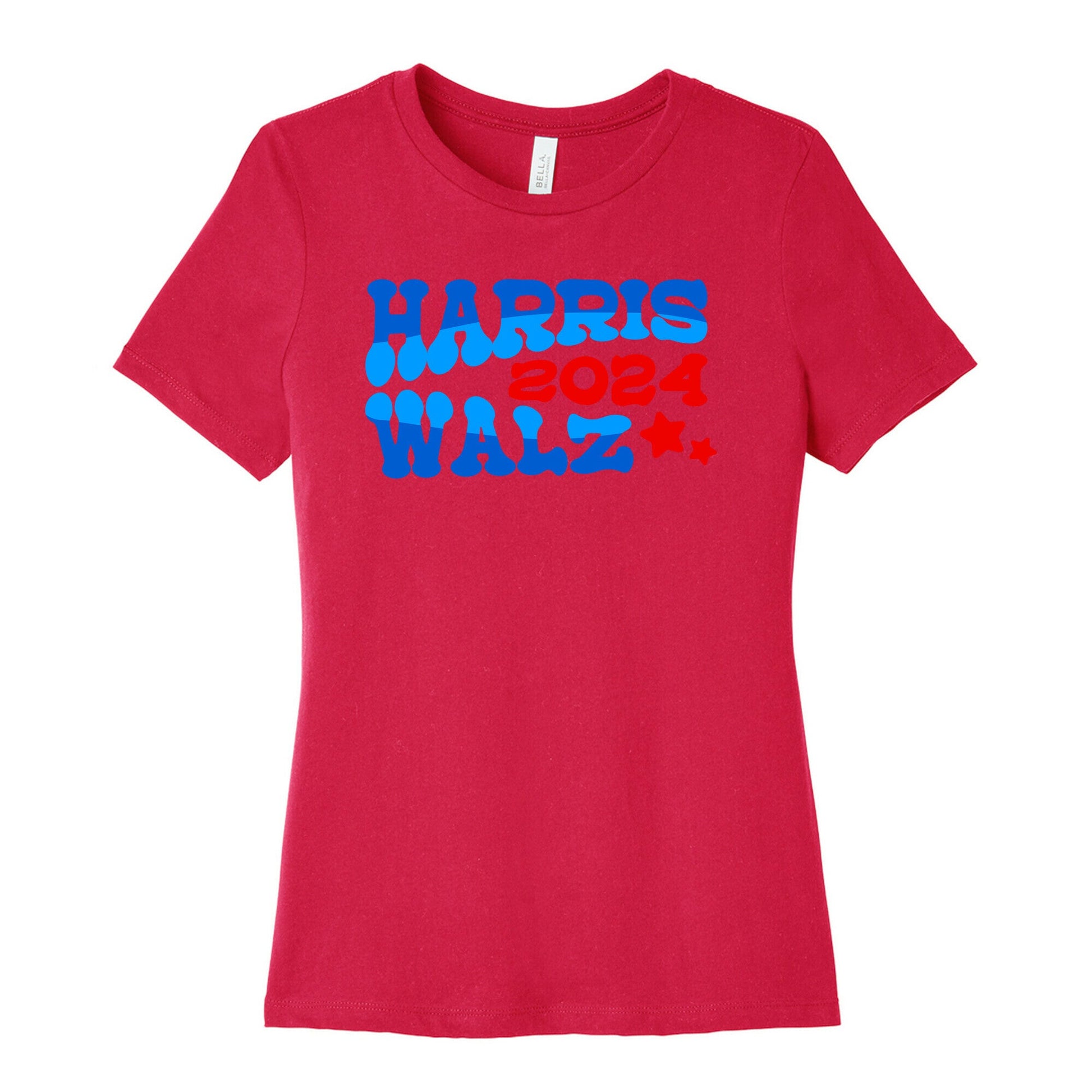 Harris Walz 2024 Retro Text Womens Cotton Tee