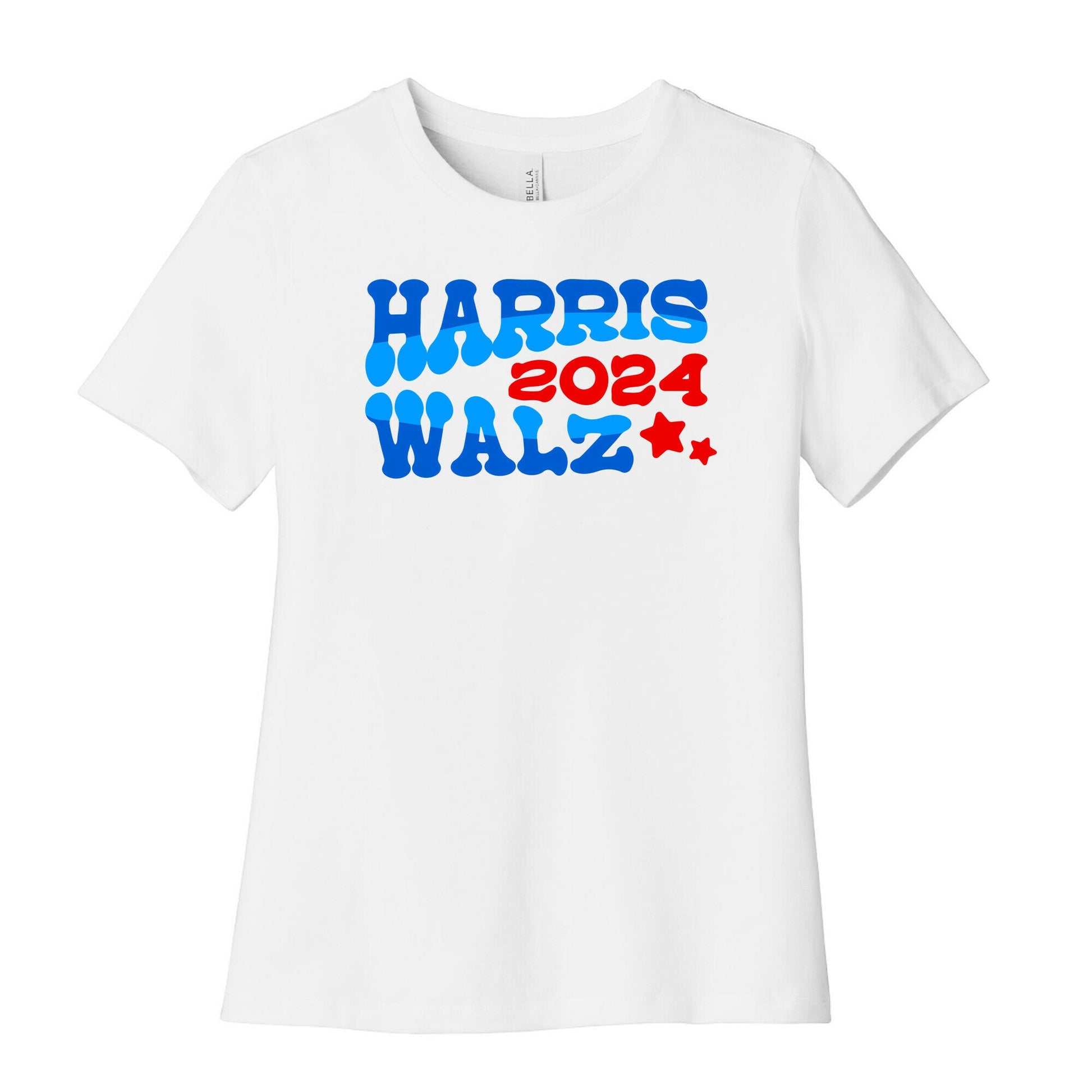 Harris Walz 2024 Retro Text Womens Cotton Tee