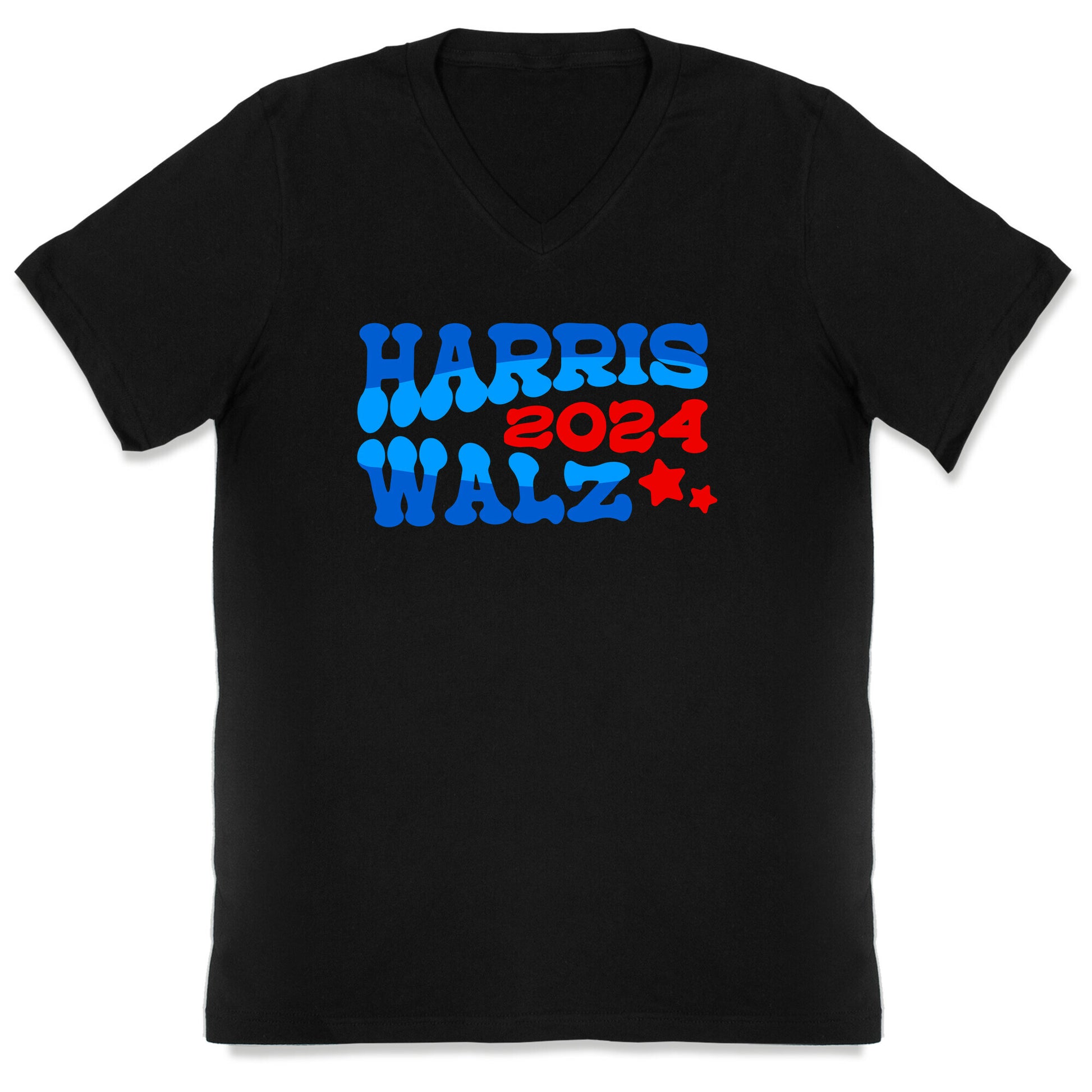Harris Walz 2024 Retro Text V-Neck