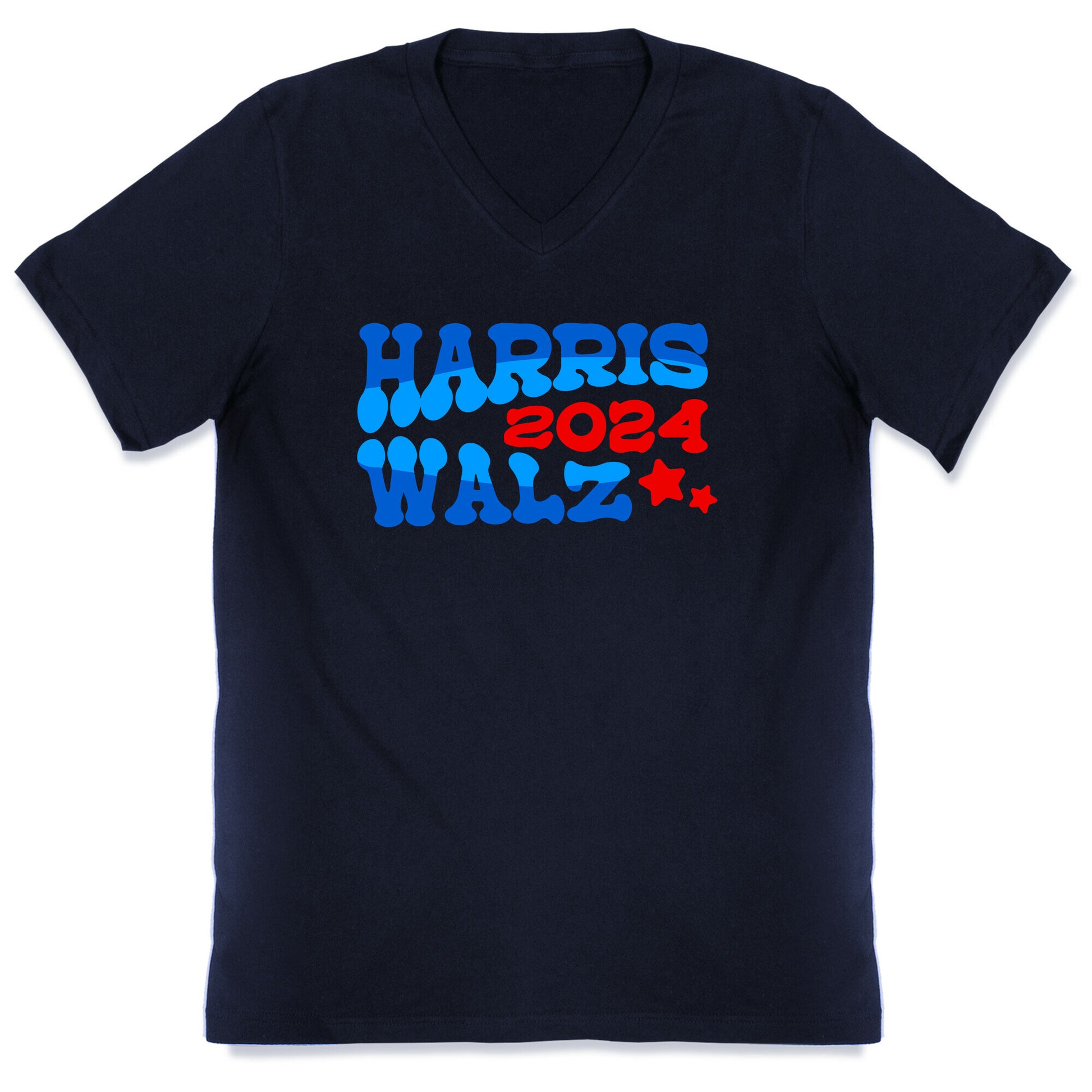 Harris Walz 2024 Retro Text V-Neck