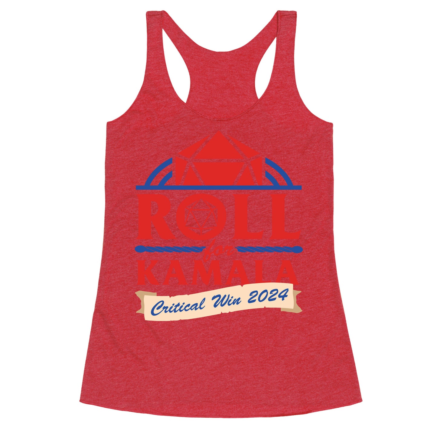 Roll for Kamala: Critical Win 2024 Racerback Tank