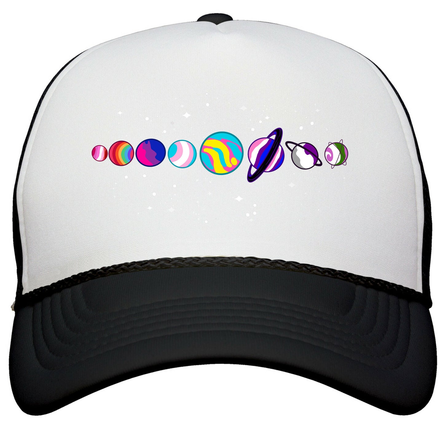 LGBTQ+ Planets Snapback Trucker Hat