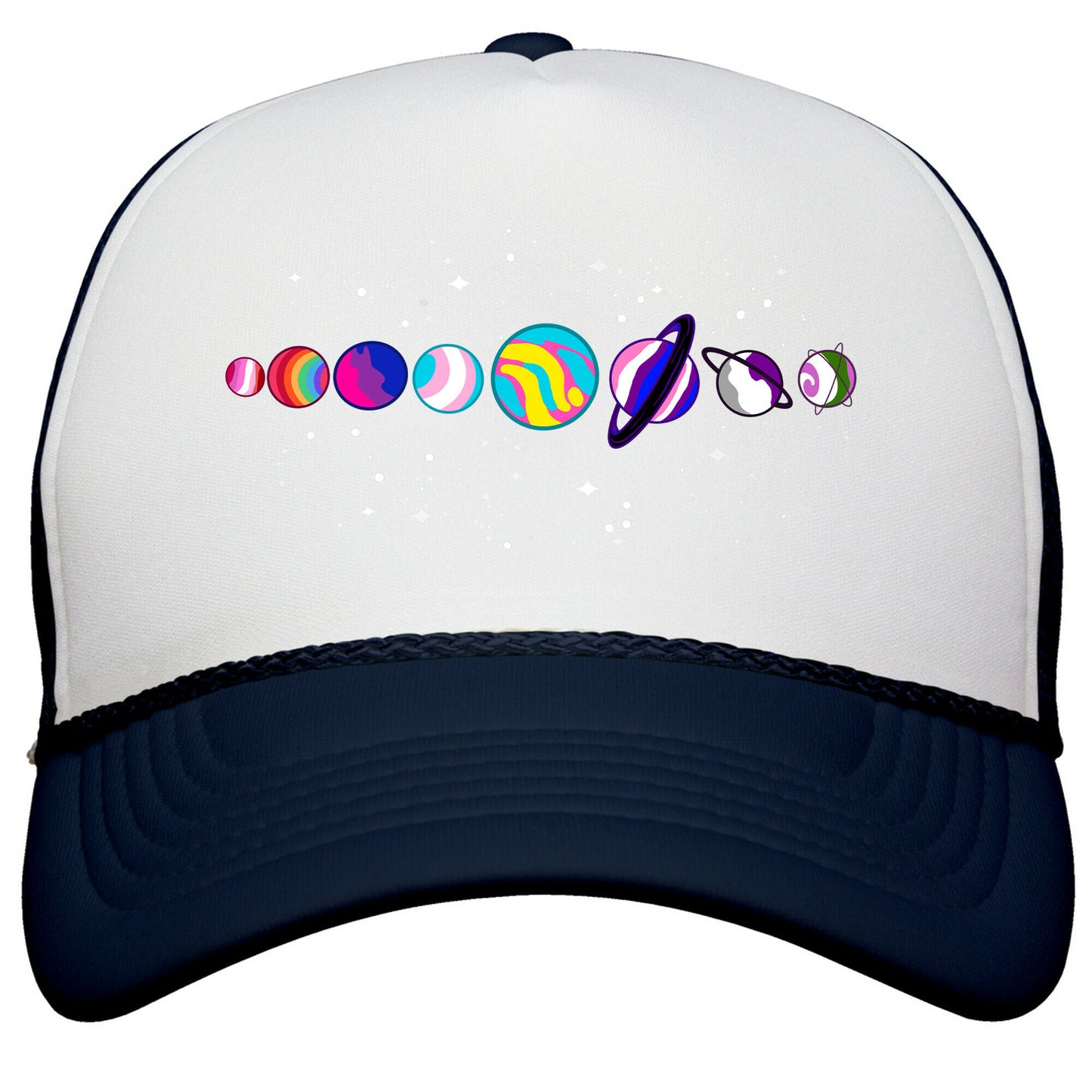 LGBTQ+ Planets Snapback Trucker Hat