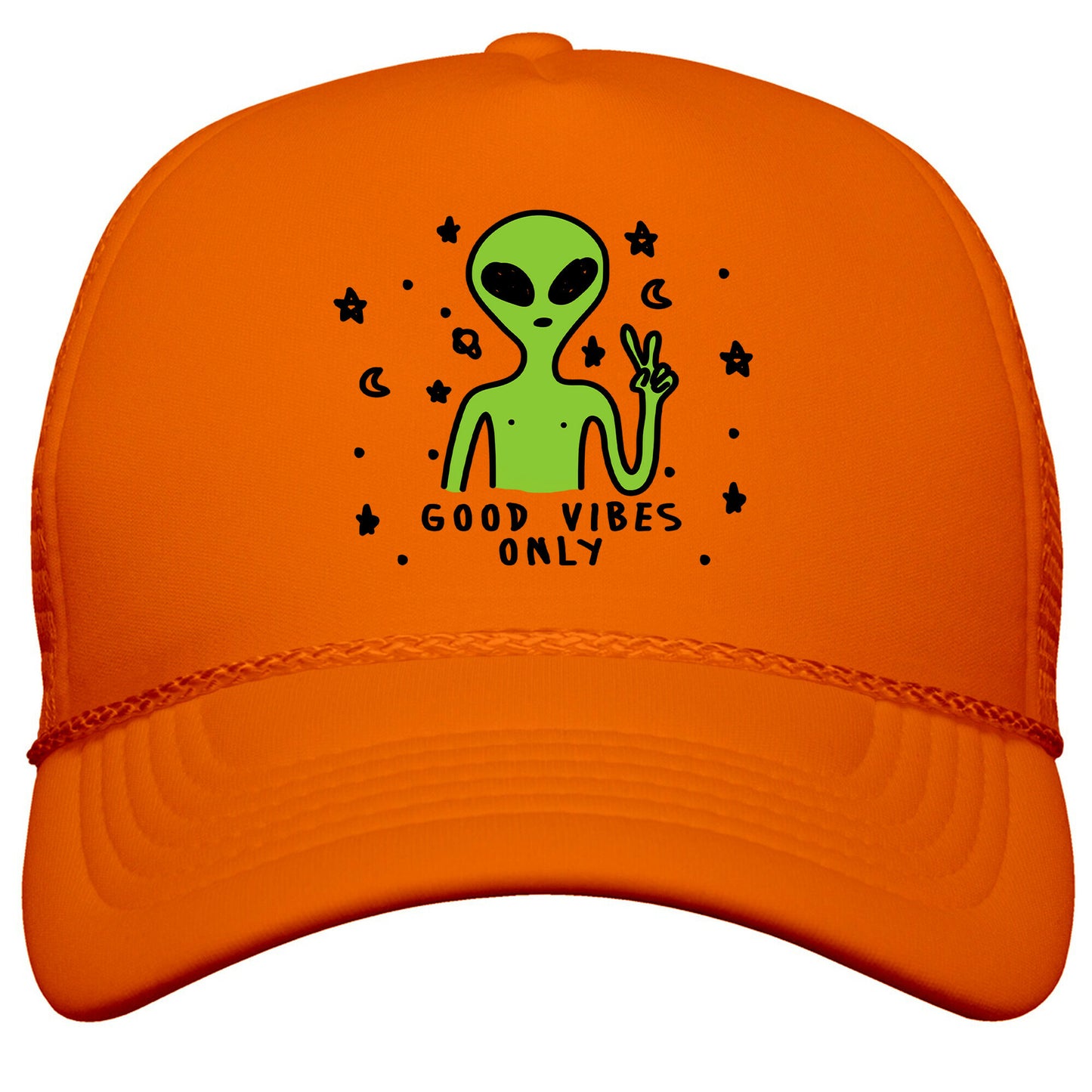Good Vibes Only Alien Snapback Trucker Hat