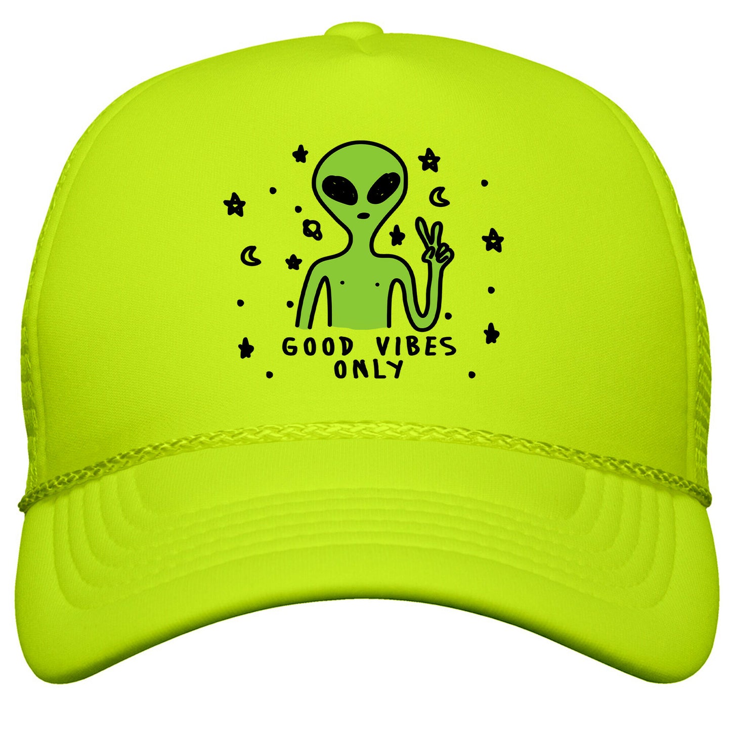 Good Vibes Only Alien Snapback Trucker Hat