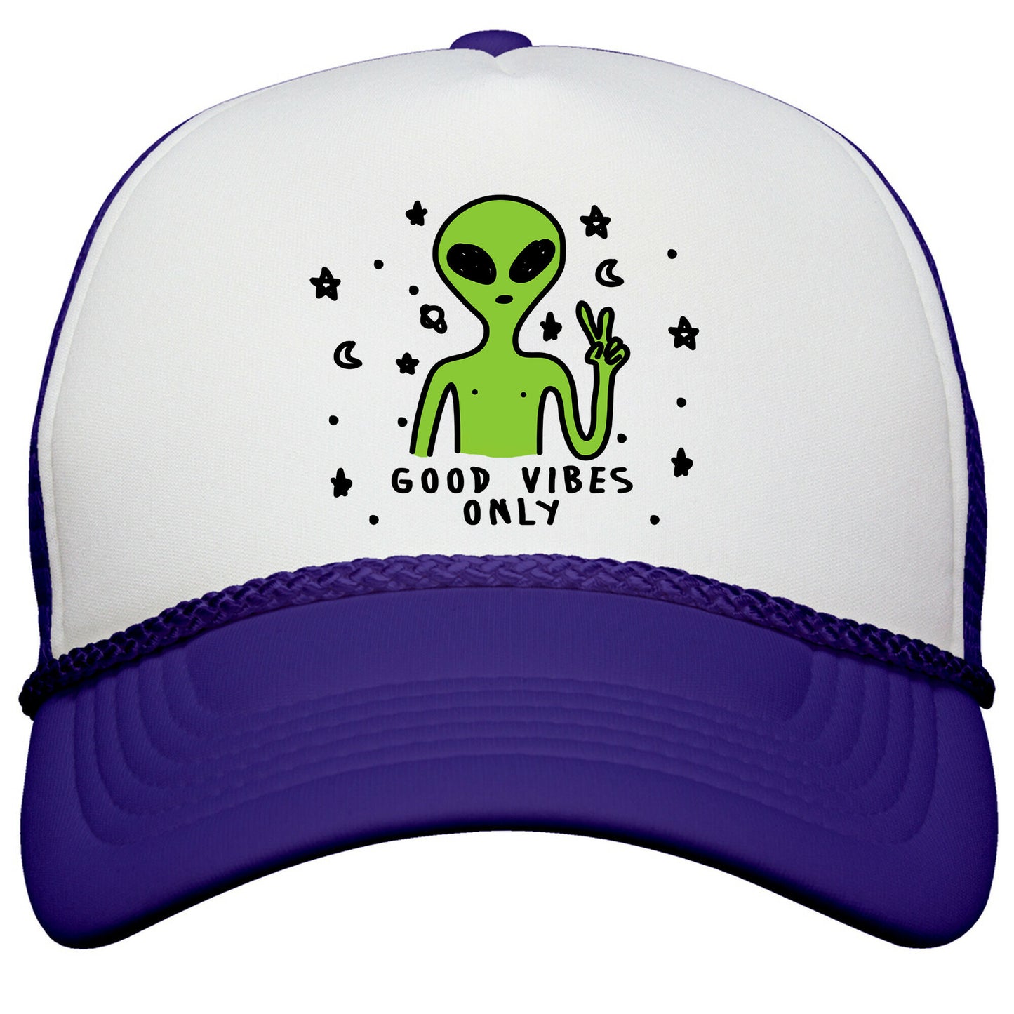 Good Vibes Only Alien Snapback Trucker Hat