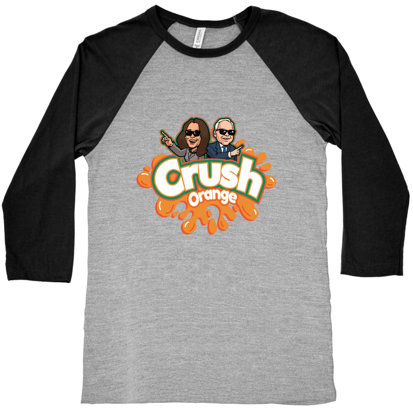 Orange Crush Harris Walz 2024 Baseball Tee