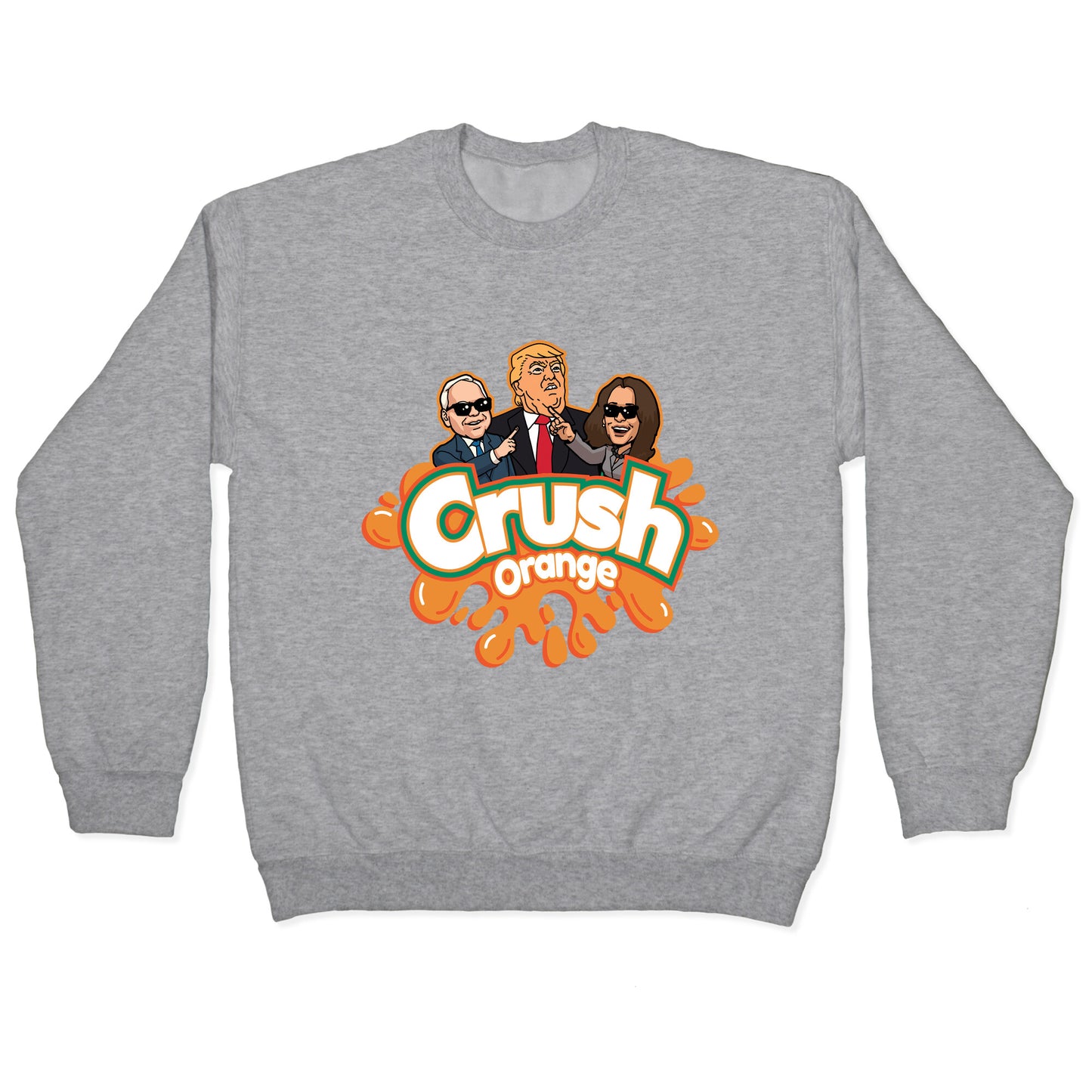Orange Crush Harris Walz 2024 Crewneck Sweatshirt