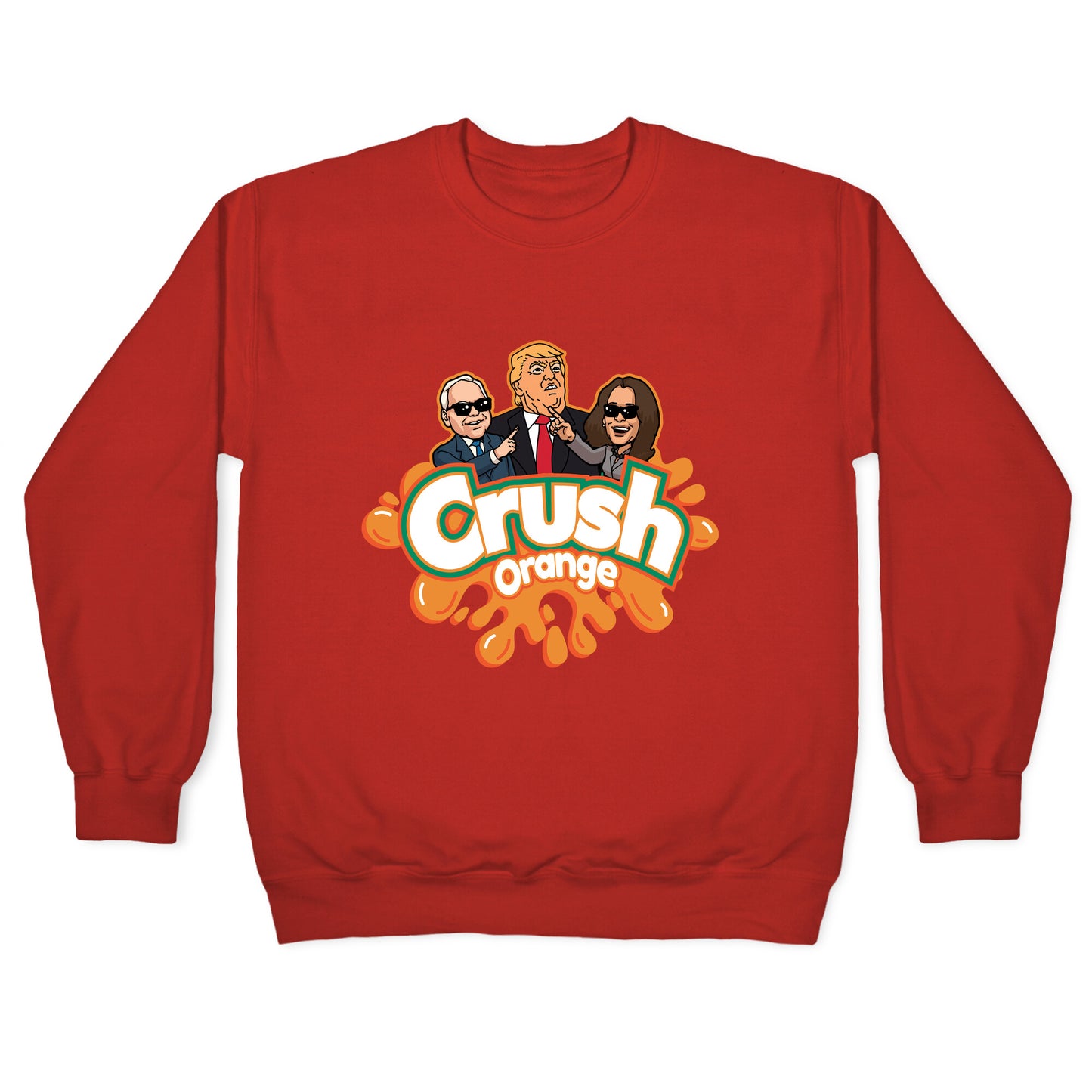 Orange Crush Harris Walz 2024 Crewneck Sweatshirt