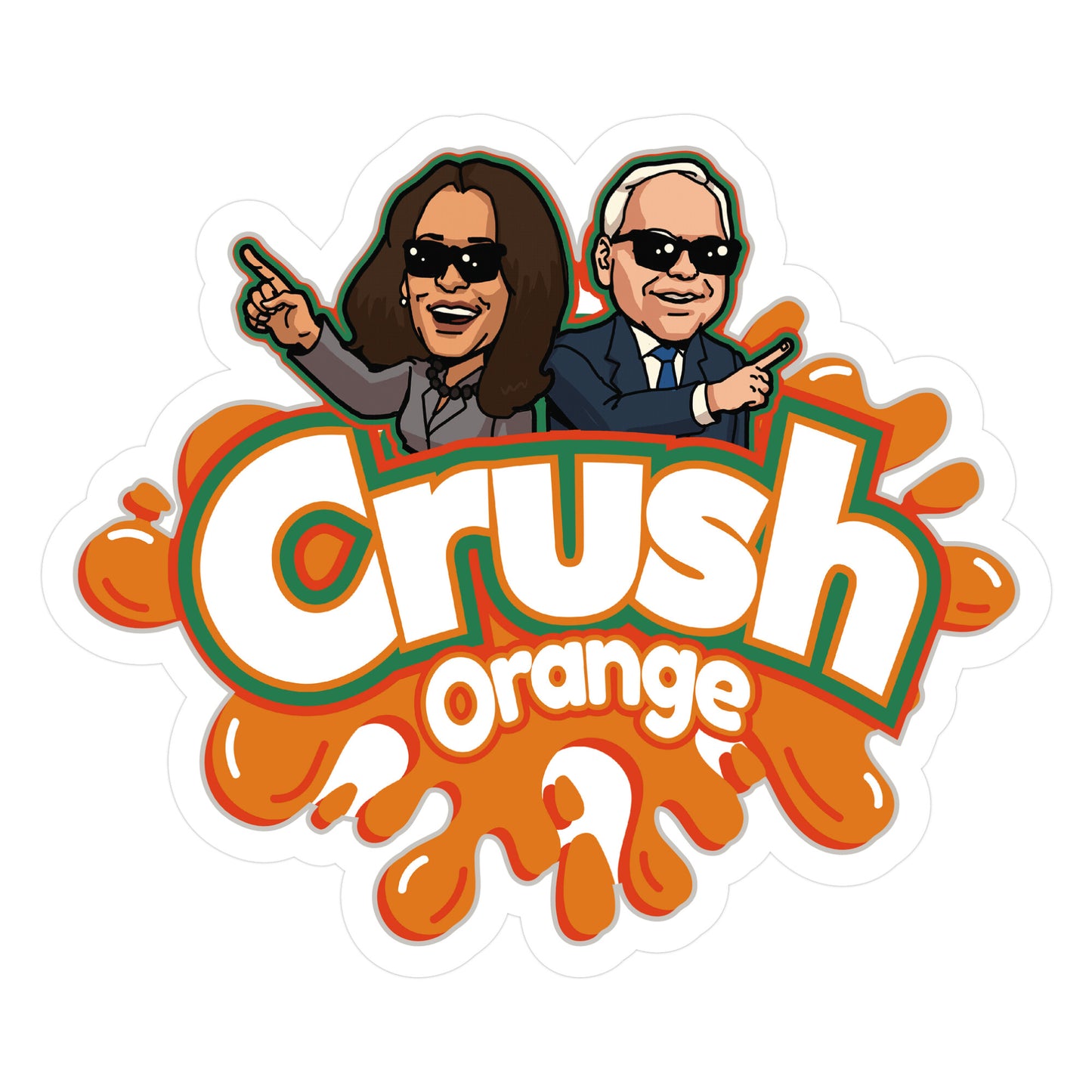 Orange Crush Harris Walz 2024 Sticker
