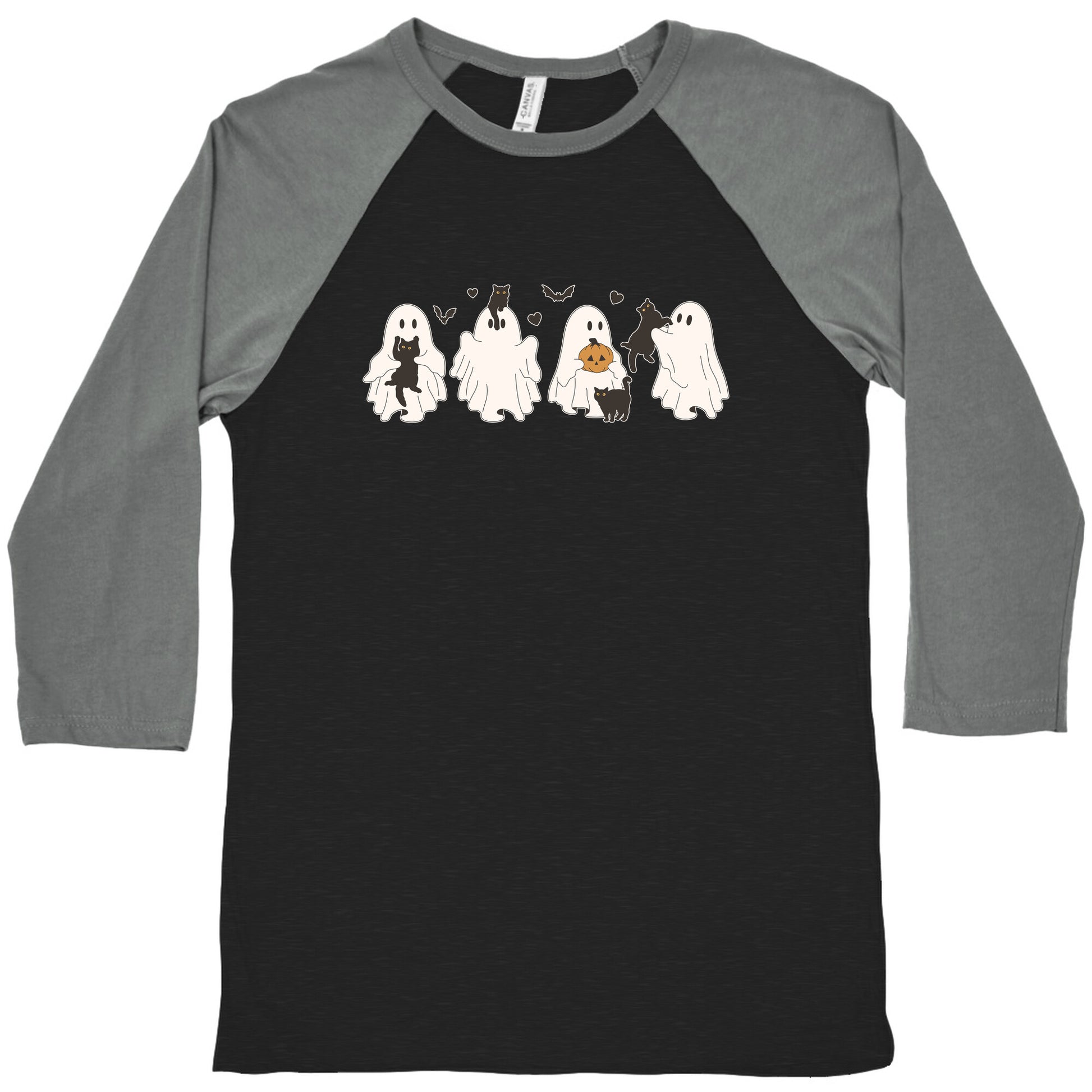 Cute Ghost Cats Baseball Tee