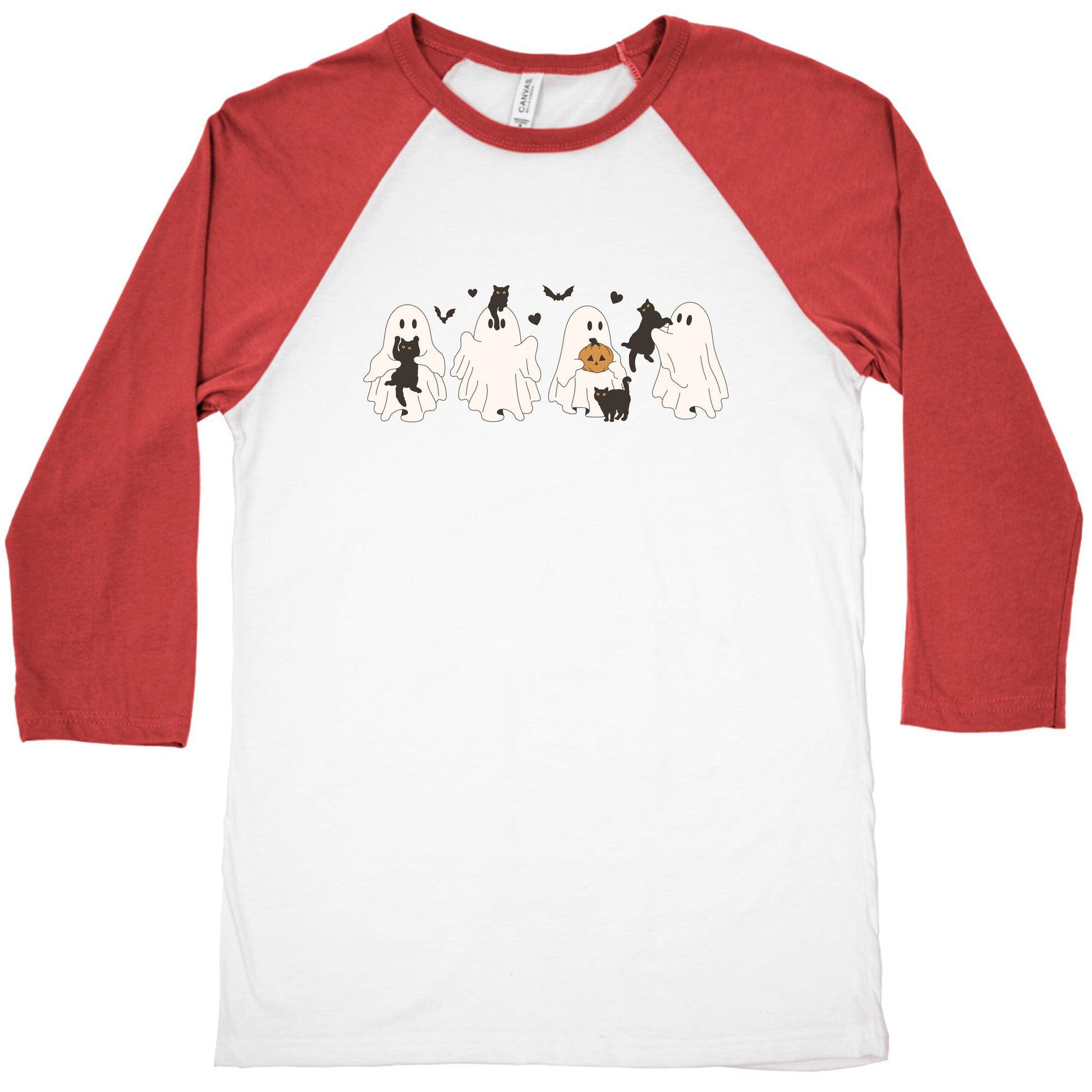 Cute Ghost Cats Baseball Tee