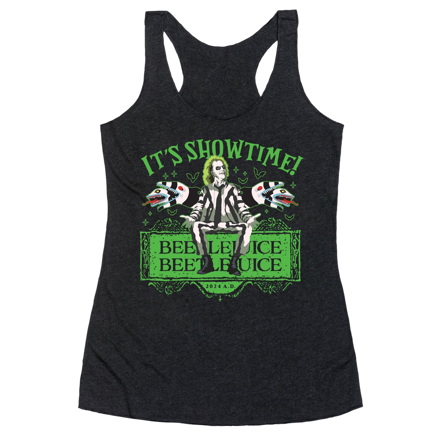Beetlejuice Its Showtime Racerback Tank