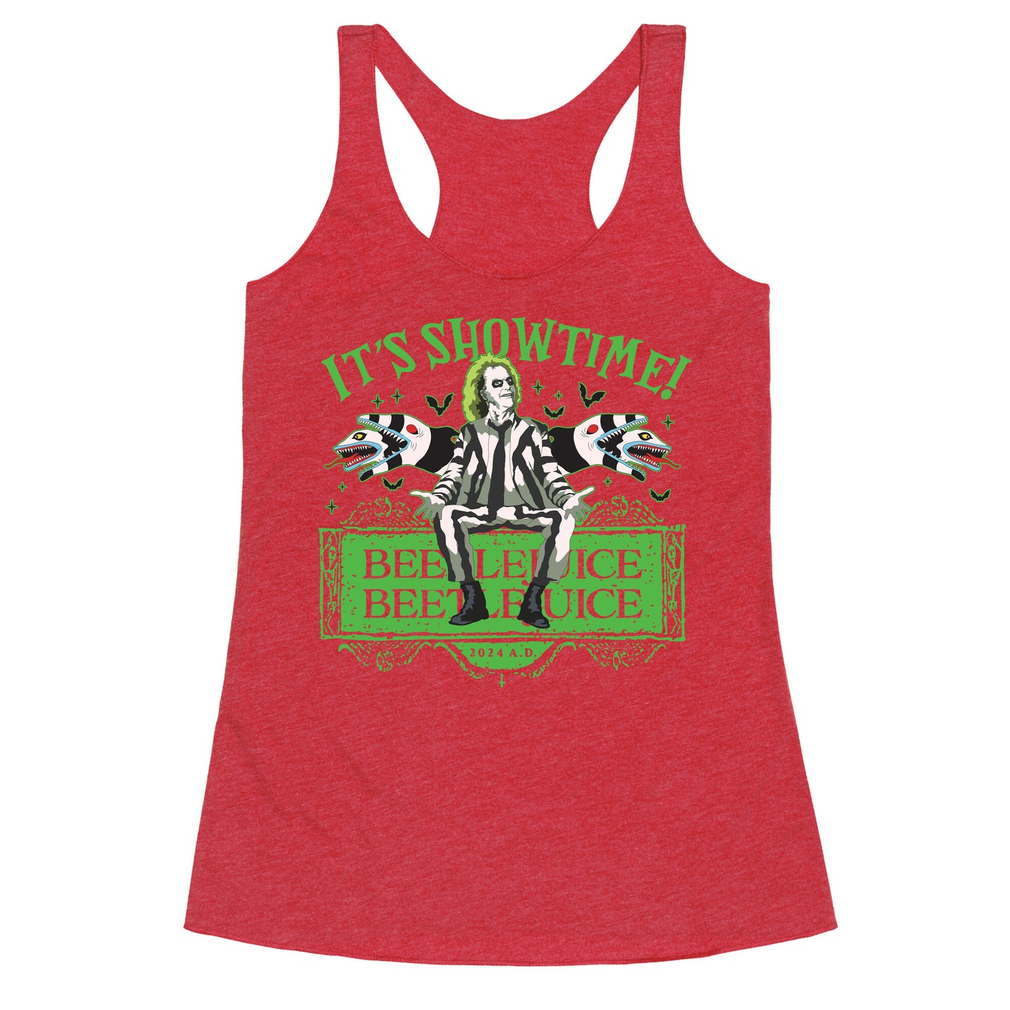 Beetlejuice Its Showtime Racerback Tank