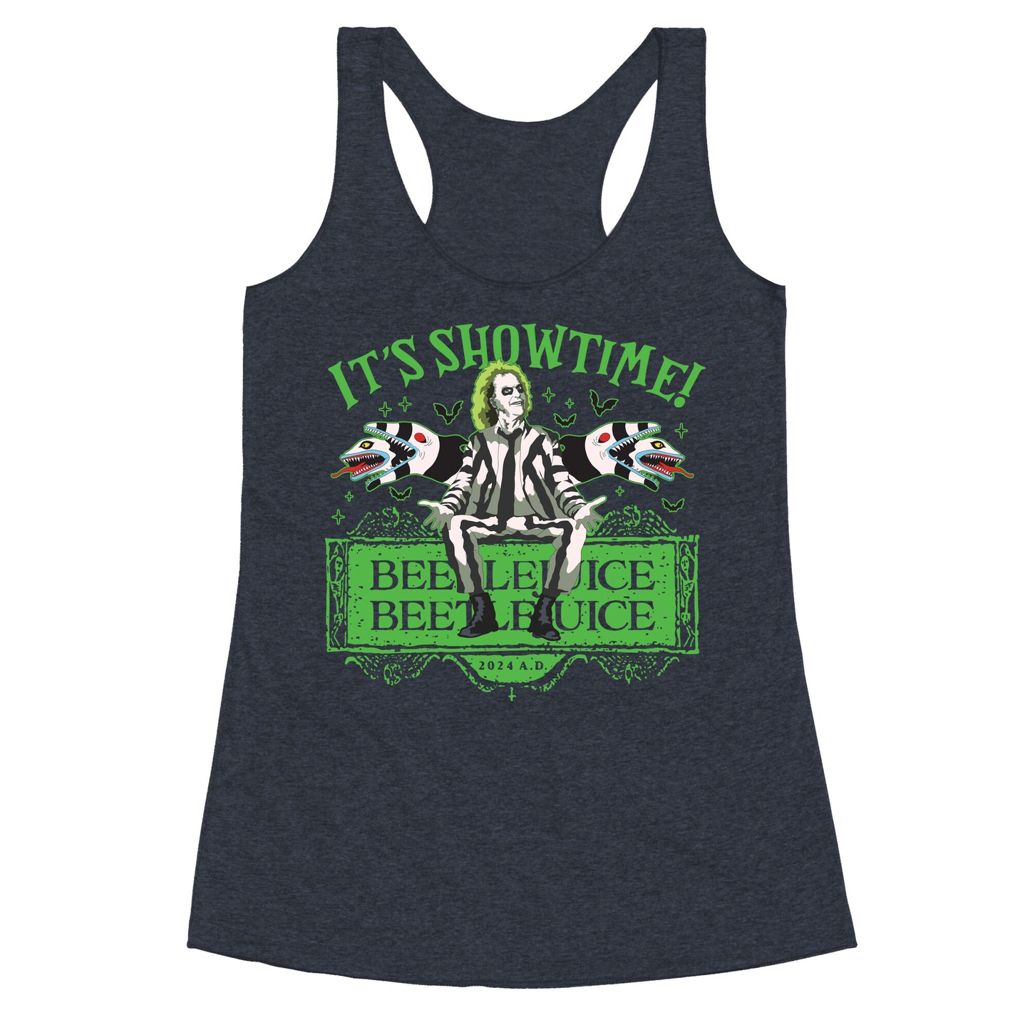 Beetlejuice Its Showtime Racerback Tank