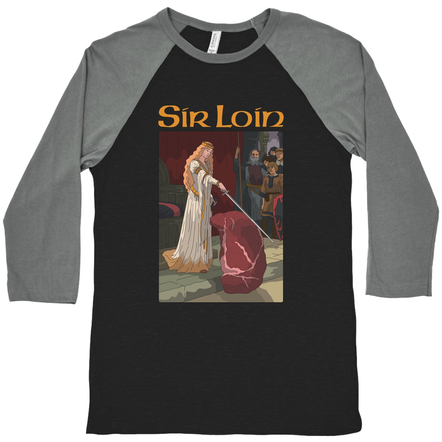 Sir Loin Steak Meme Cartoon Baseball Tee