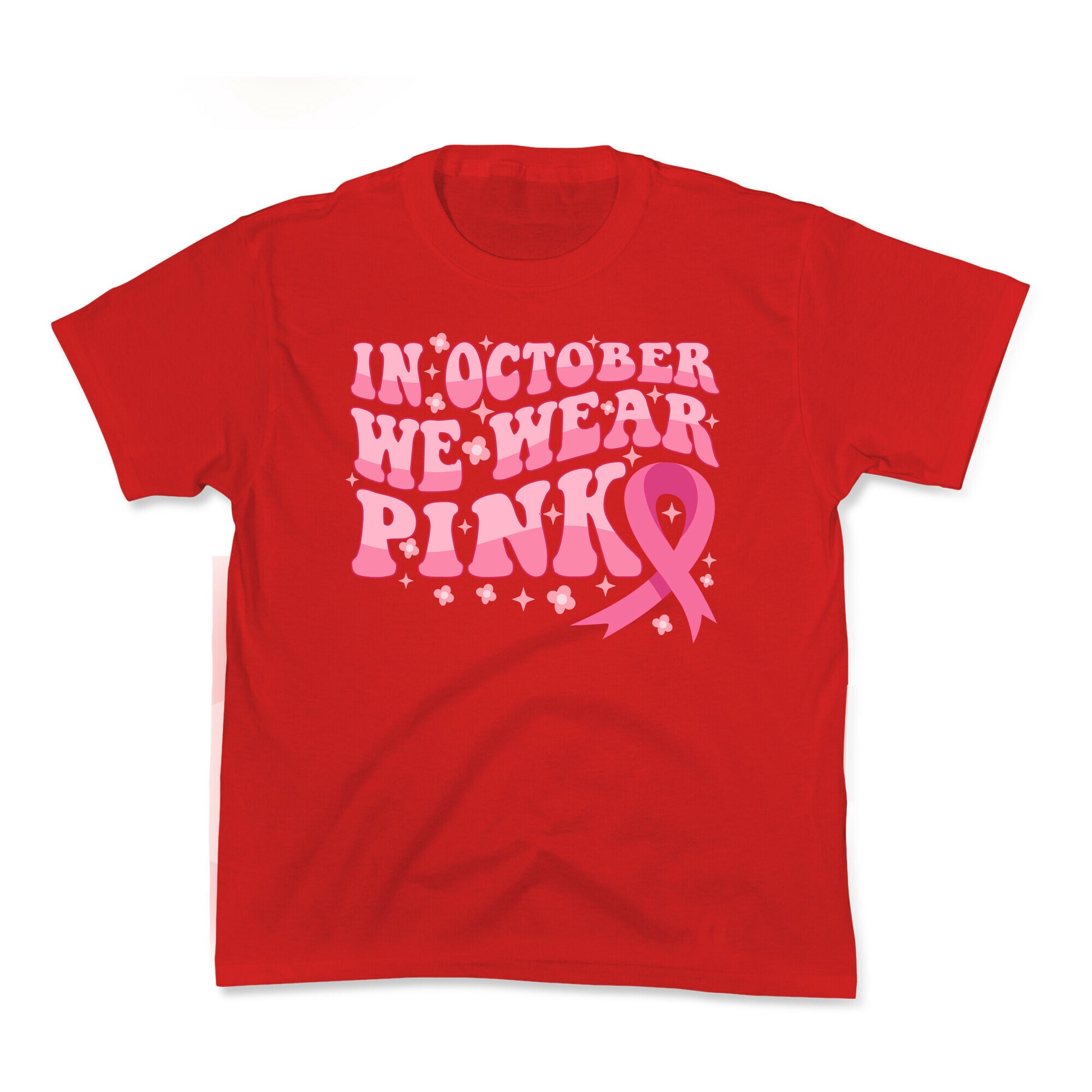In October We Wear Pink Breast Cancer Awareness Kids Tee