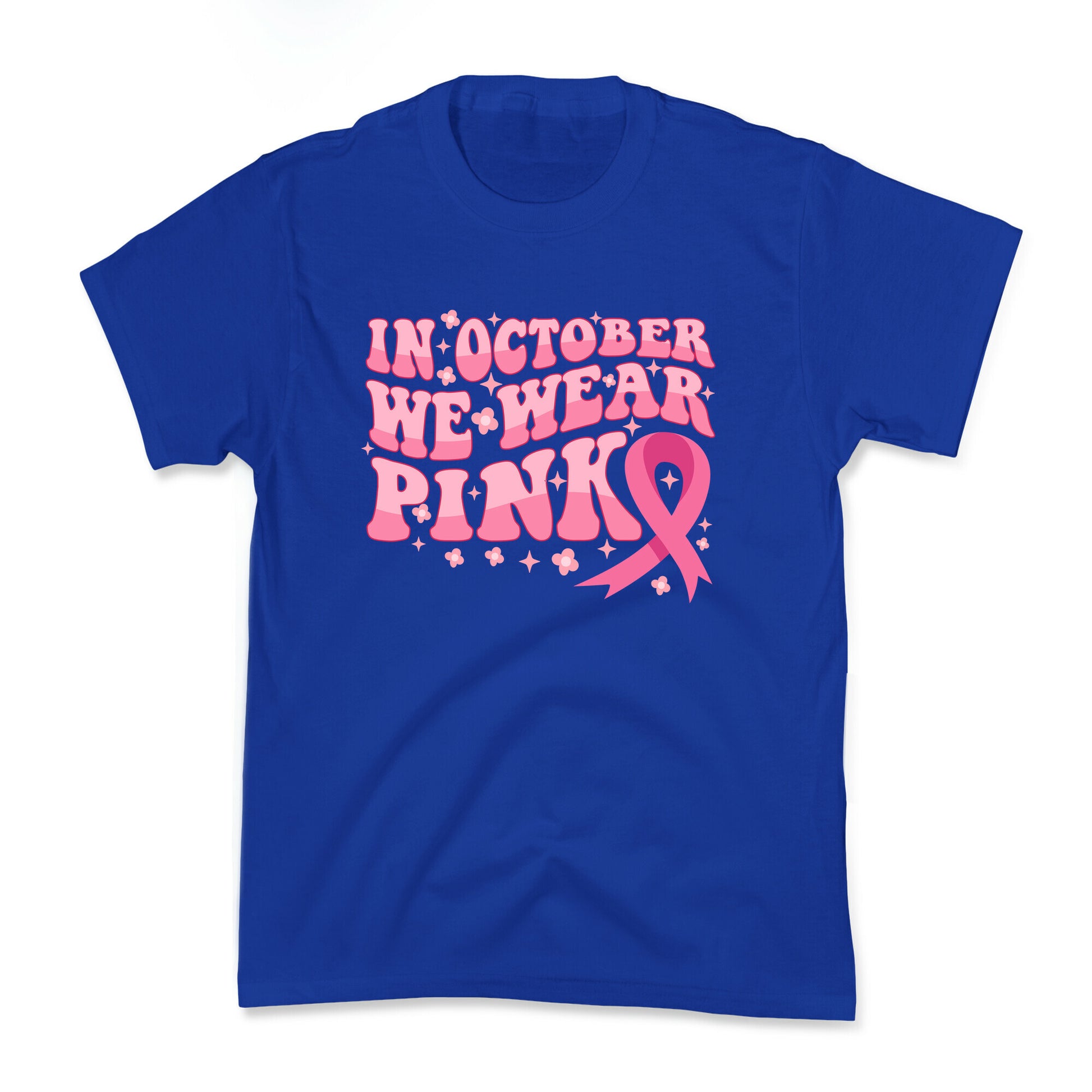 In October We Wear Pink Breast Cancer Awareness Kids Tee
