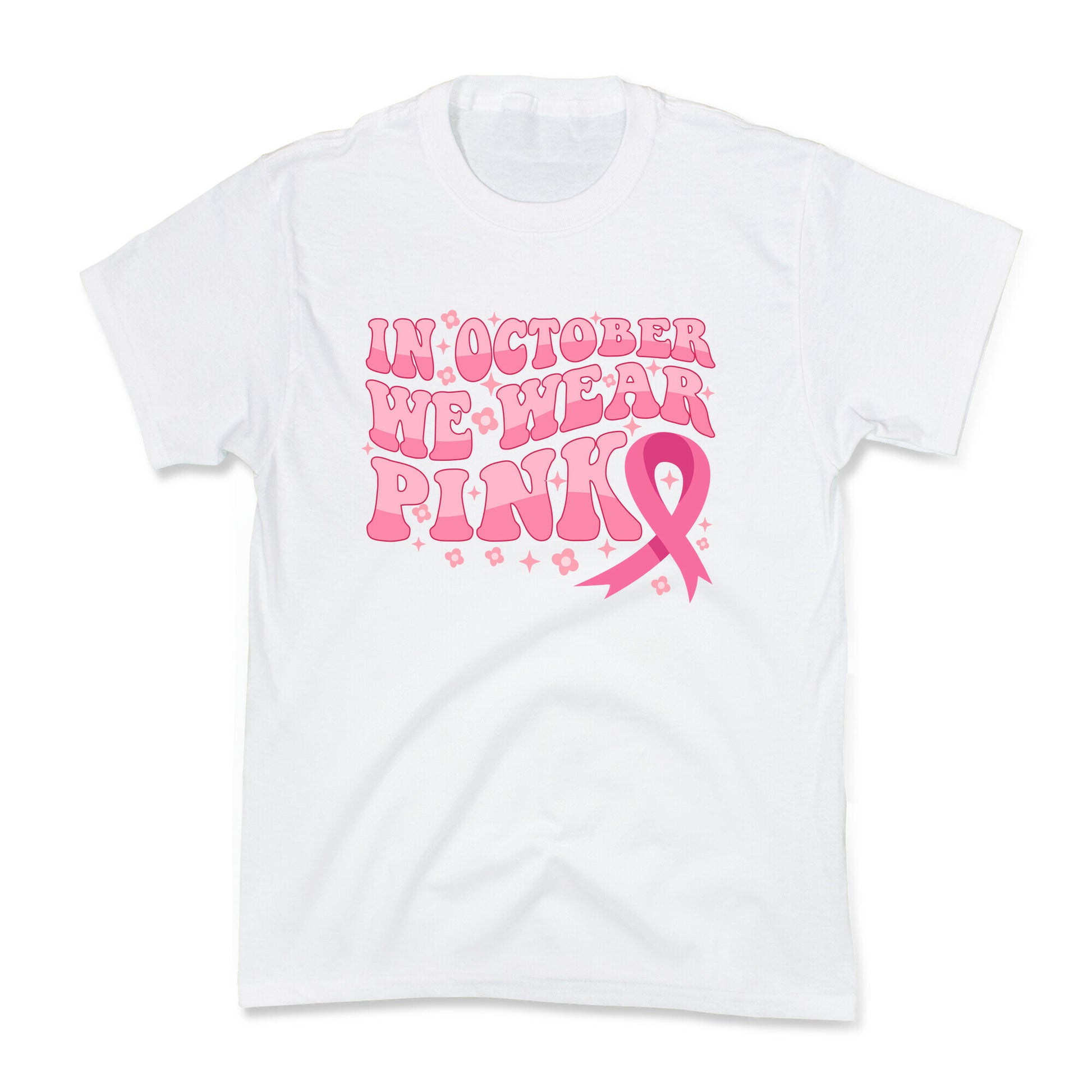 In October We Wear Pink Breast Cancer Awareness Kids Tee